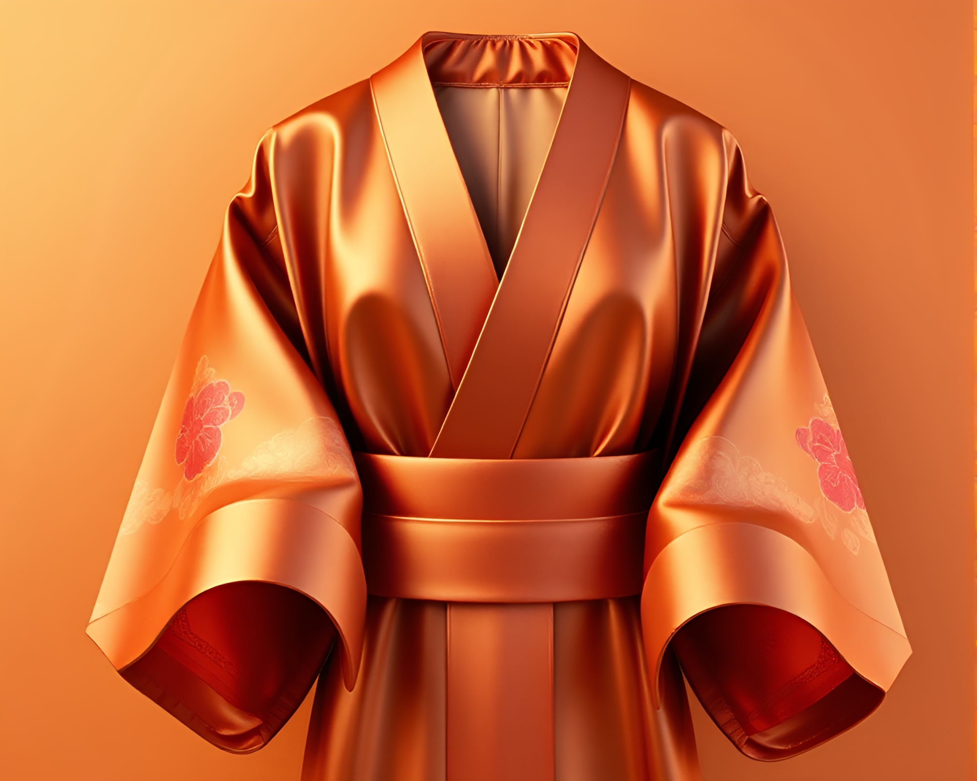Bronze Patina Silk Kimono in Low-Poly 3D Art – free AI stock image