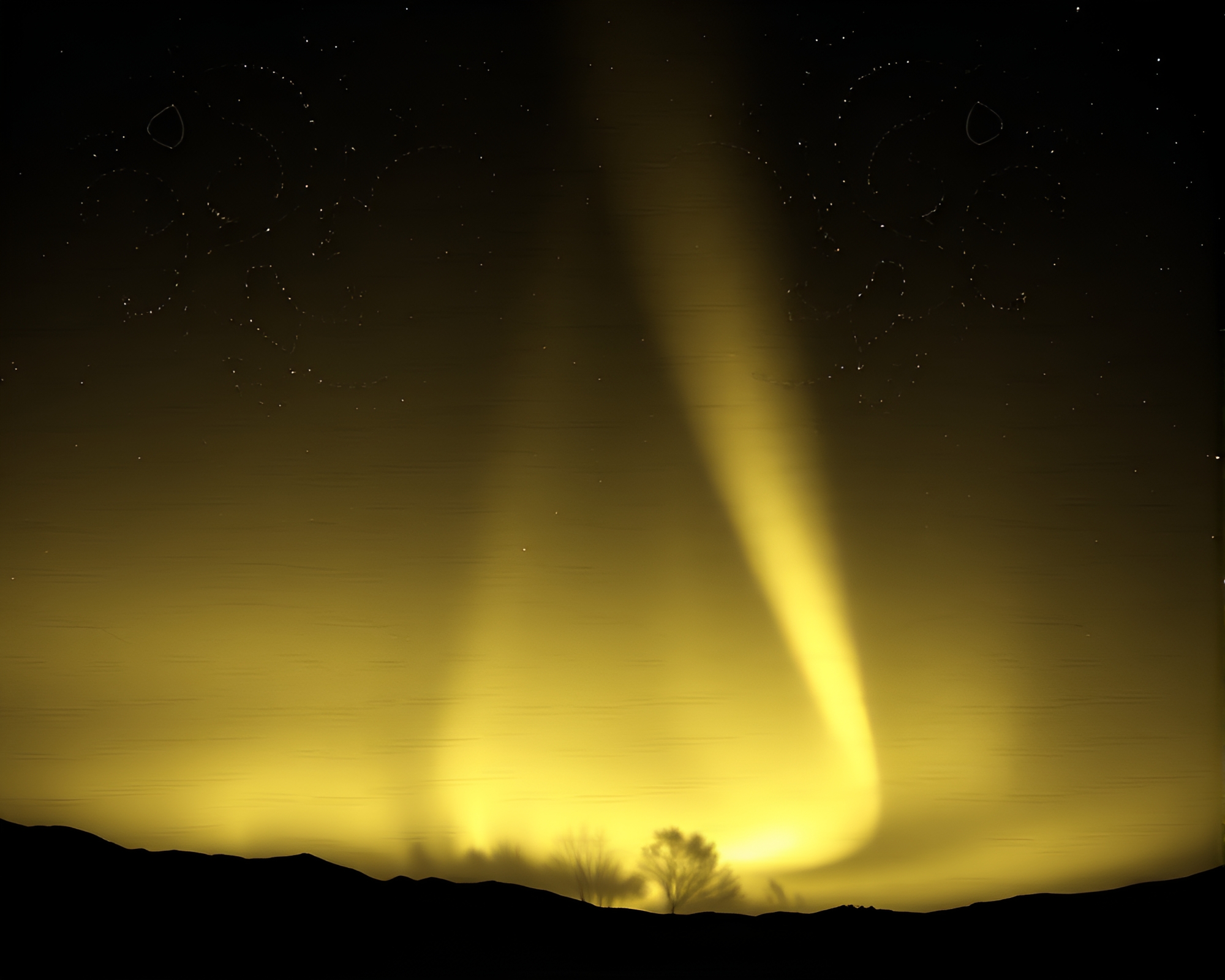 Aurora-Stitched Oasis: Sepia Tonal Ambience – free AI stock image