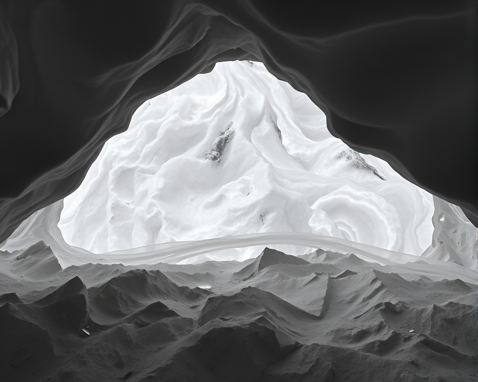 Iridescent Soap Film Over Glacial Cave, Infrared Beauty – free AI stock image