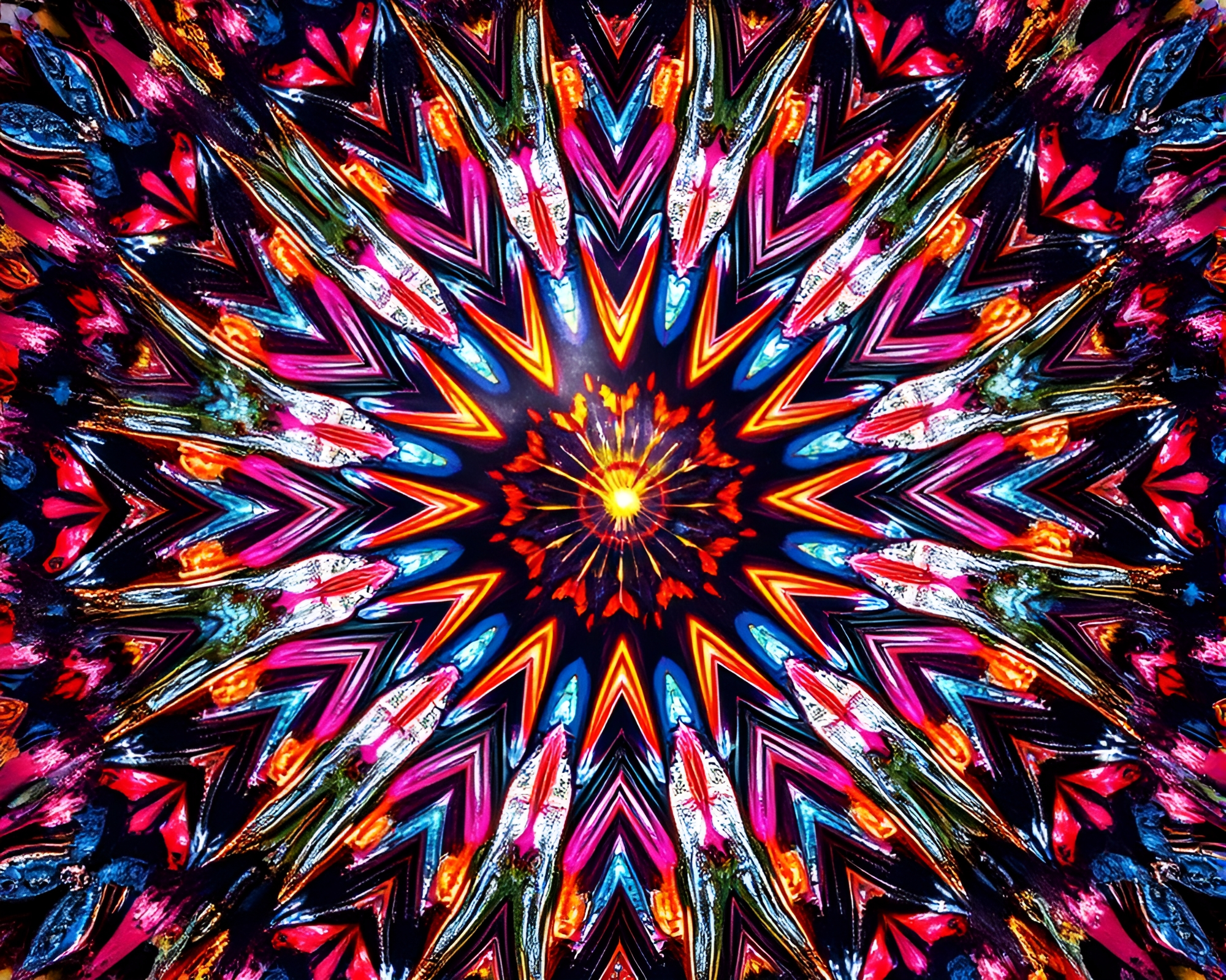 Kaleidoscopic Lens Flare Burst Impasto Engraving – free AI stock image