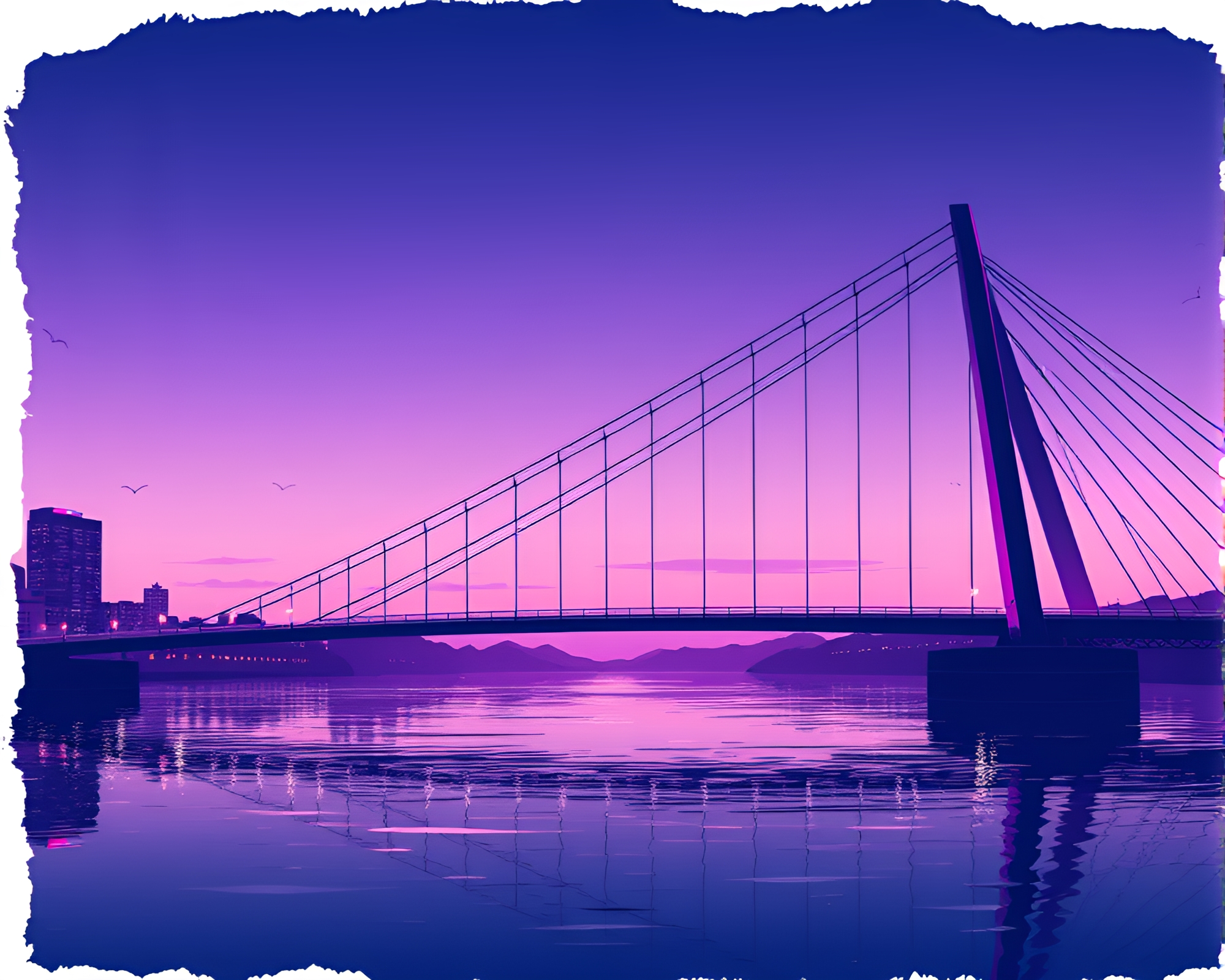 Glass Bridge at Twilight Over Torn Edges – free AI stock image