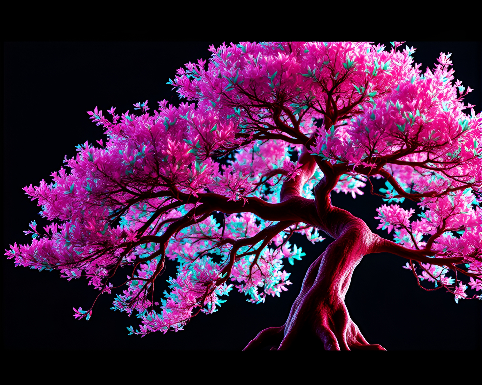 Glitch Noir Bonsai Close-Up – free AI stock image