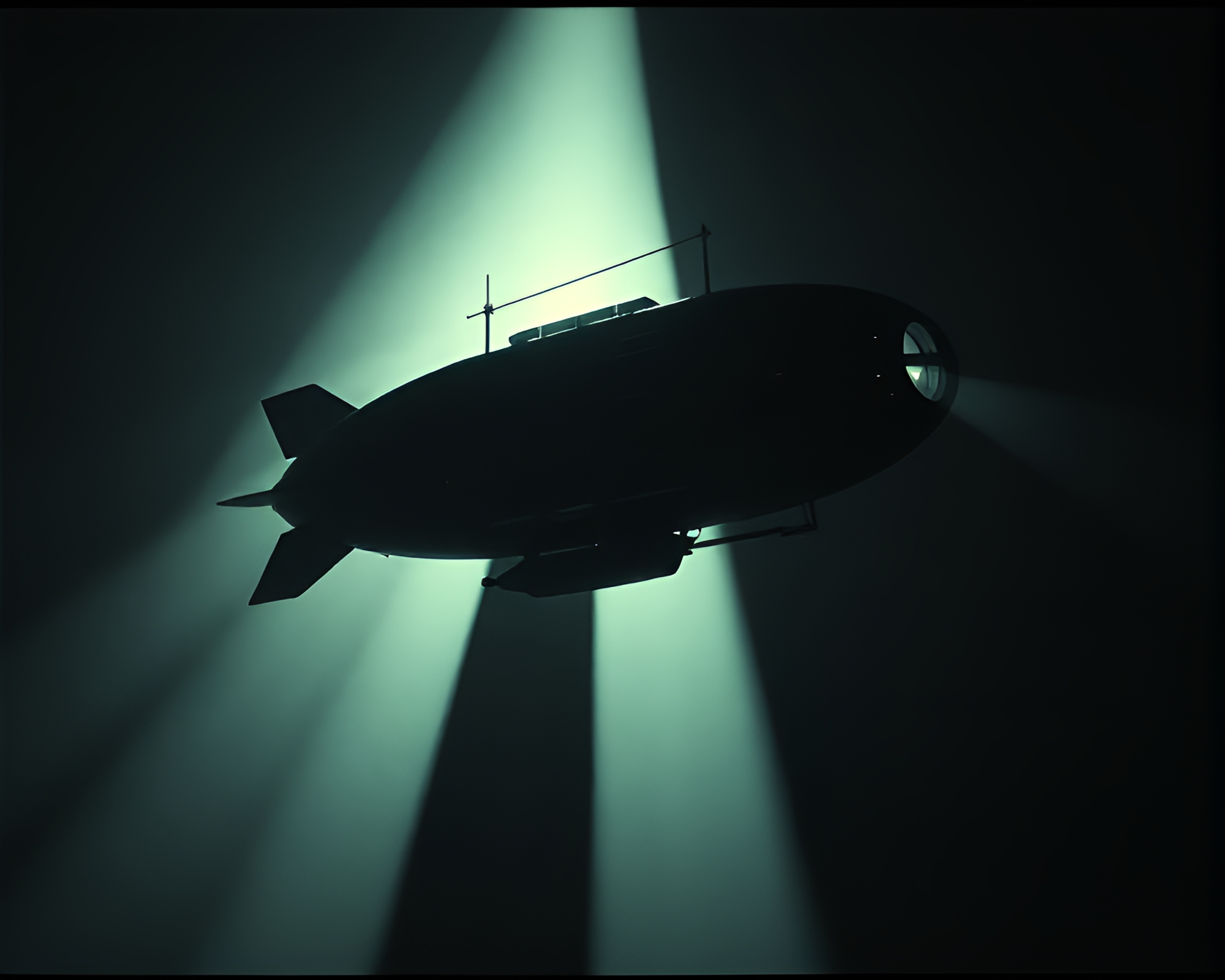 Steampunk Airship in Negative Space Film Grain Art – free AI stock image
