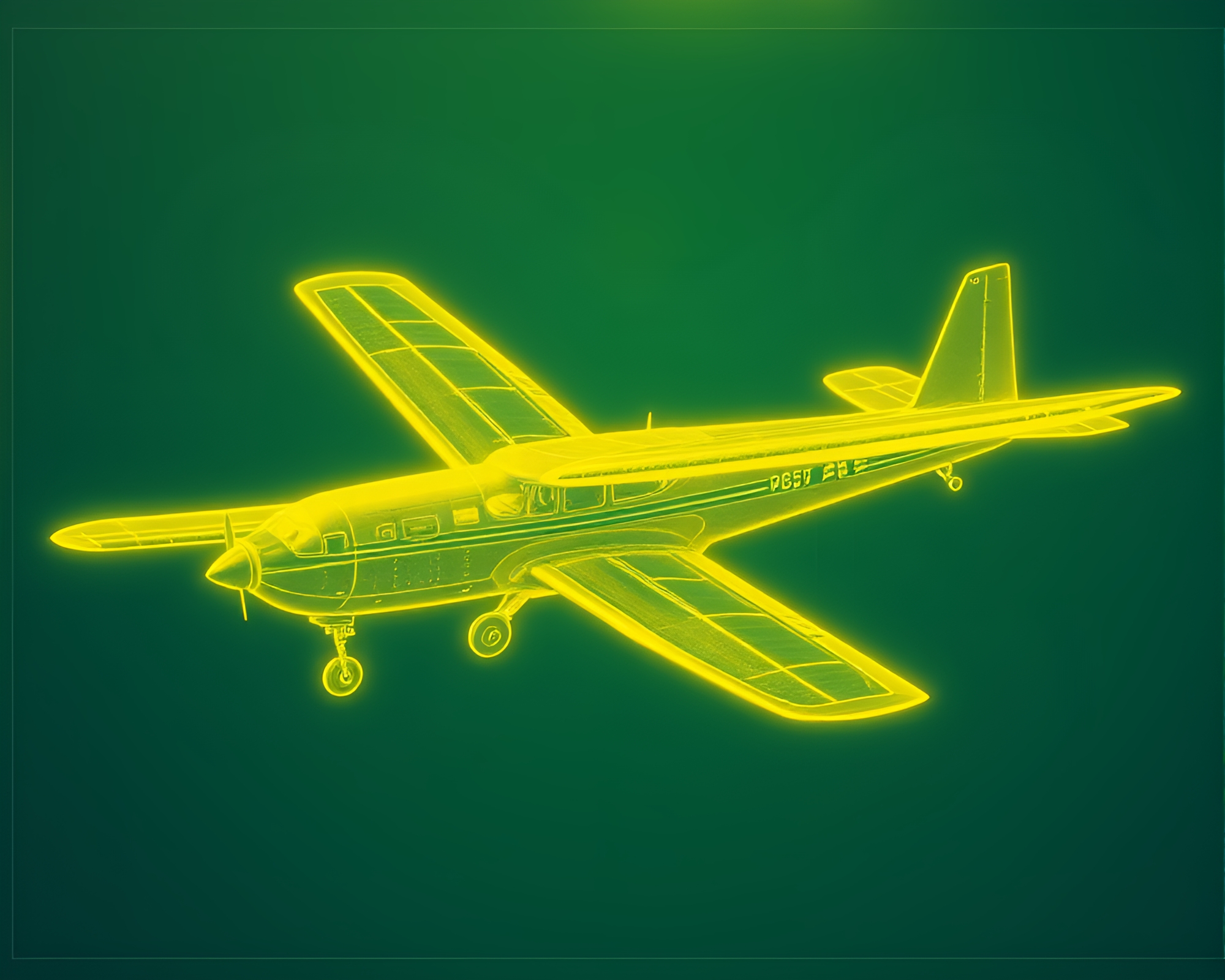 Sea Plane in Lemon Yellow Zing Blueprint Style – free AI stock image