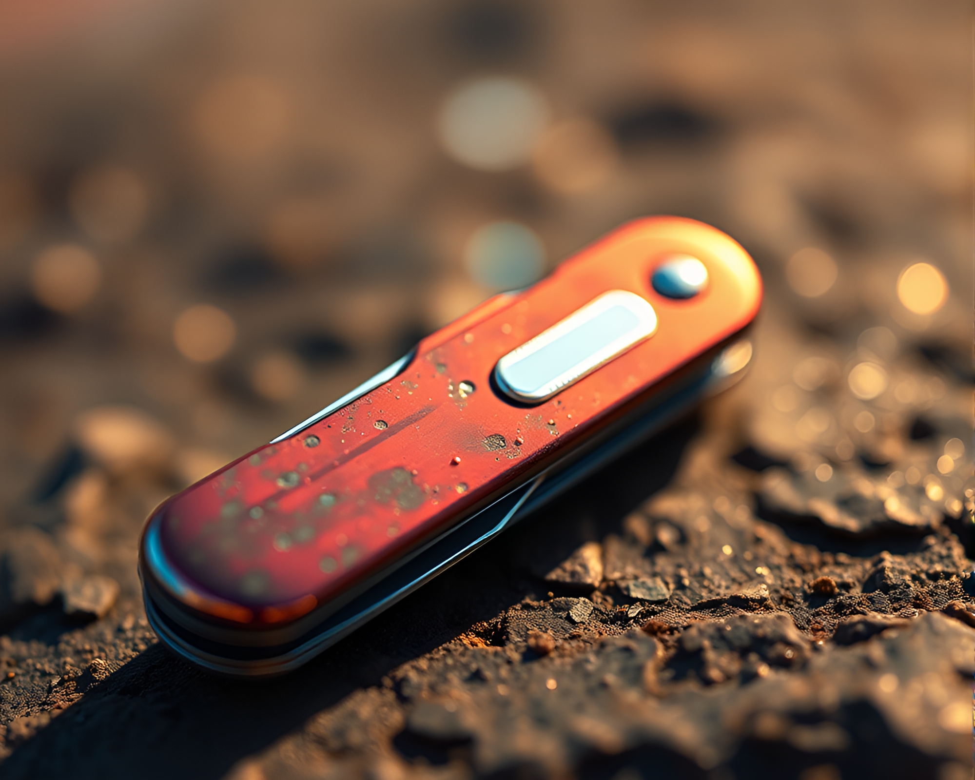 Rusty Pocketknife Glowing with Iridescent Pixel Art – free AI stock image