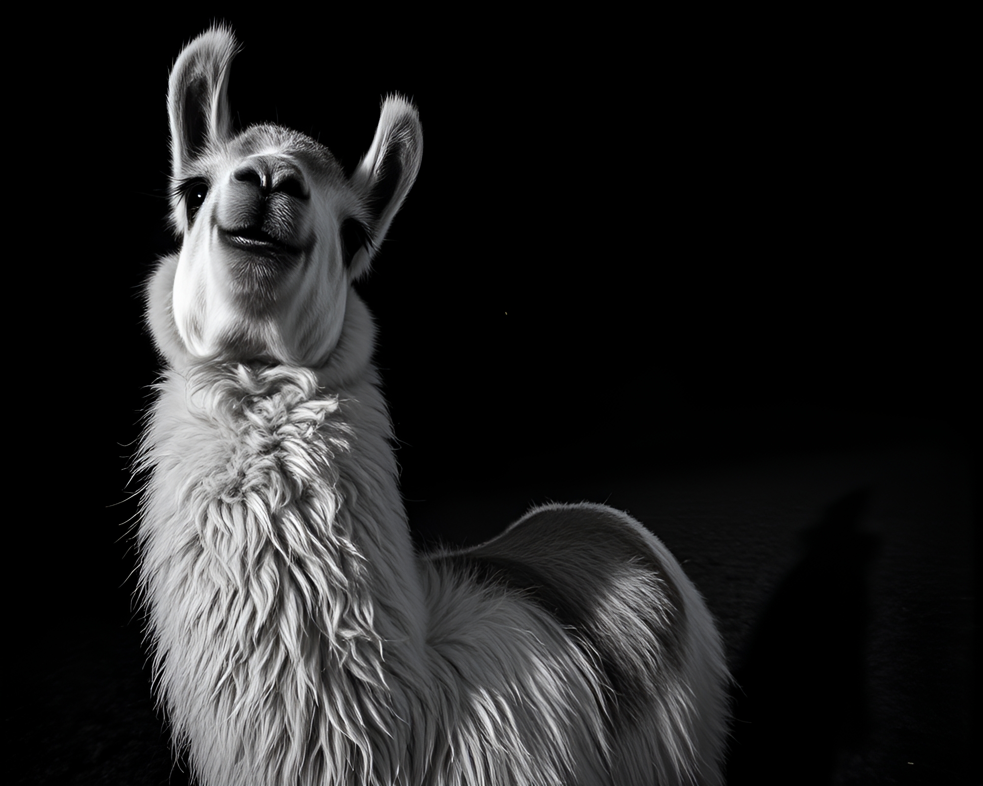 Wide-Angle Noir Llama Long Exposure Composition – free AI stock image