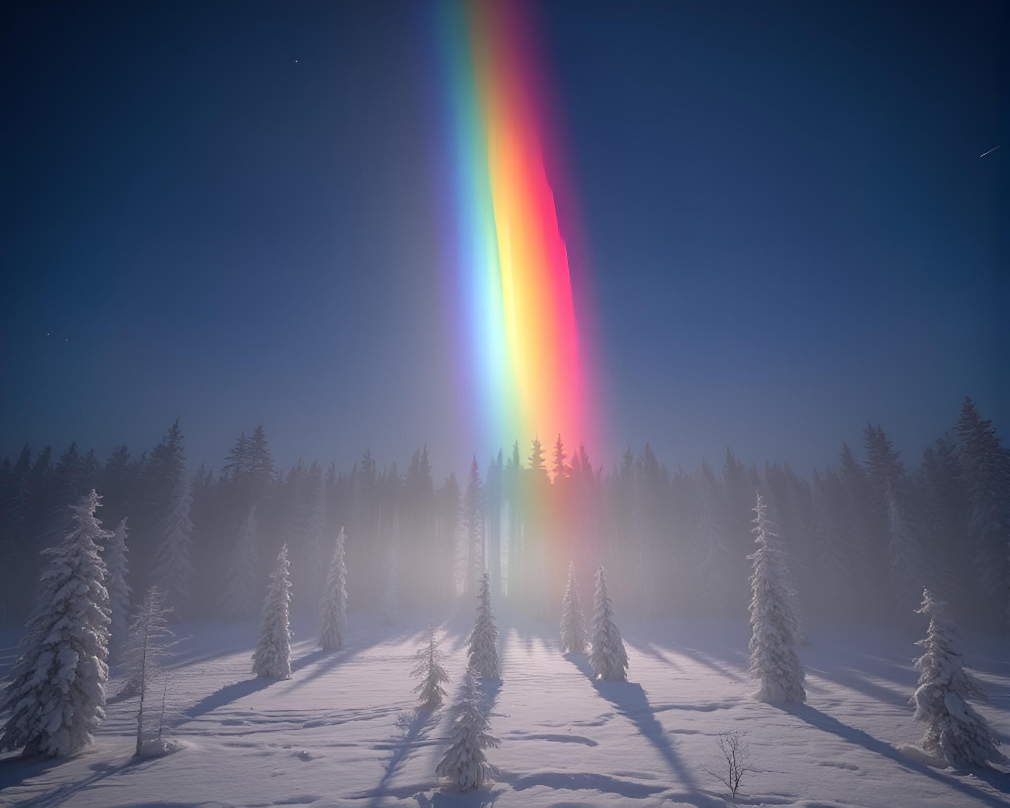 Enchanted Rainbow Forest at Twilight – free AI stock image
