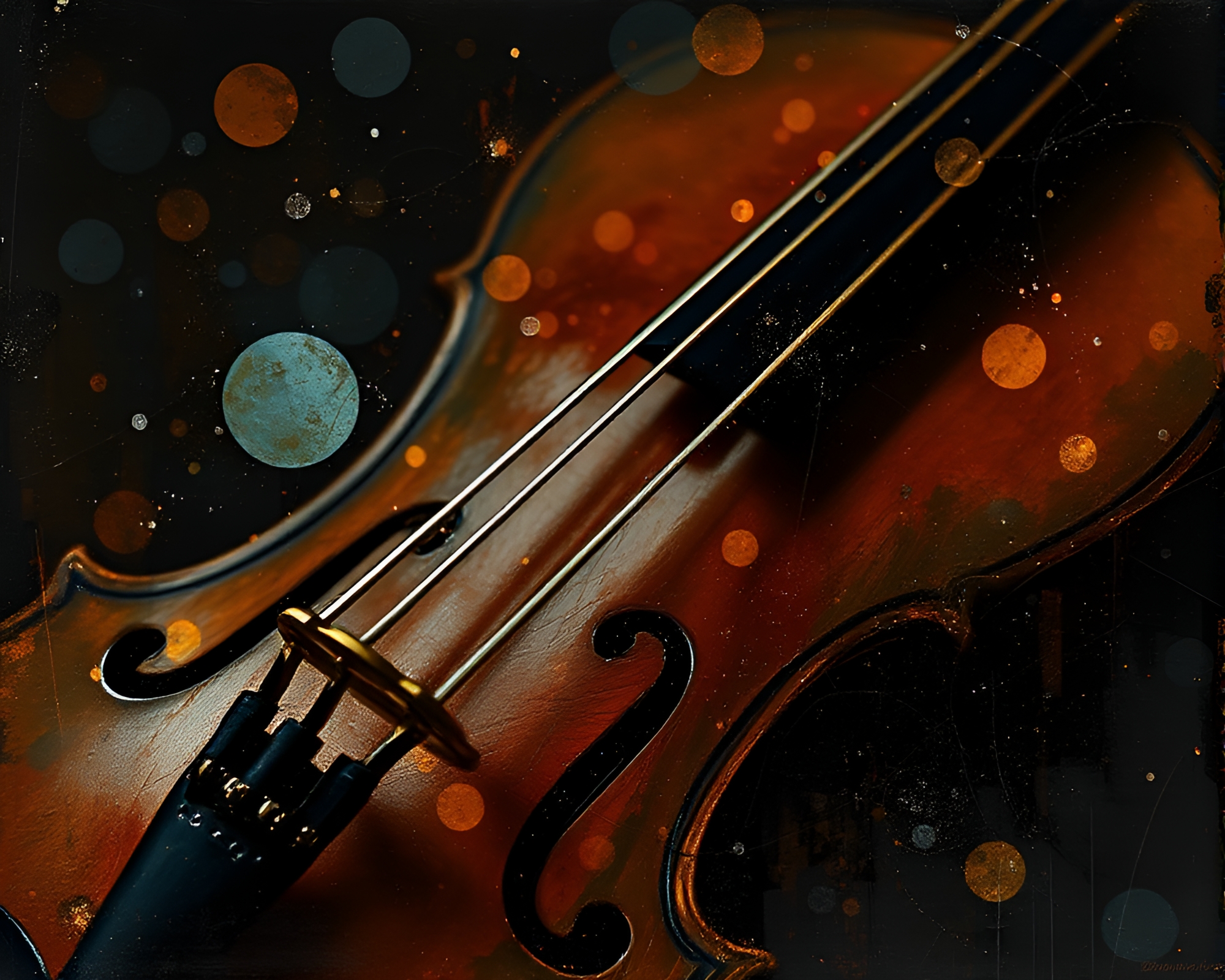 Ethereal Violin Amidst Mildew Spots – free AI stock image
