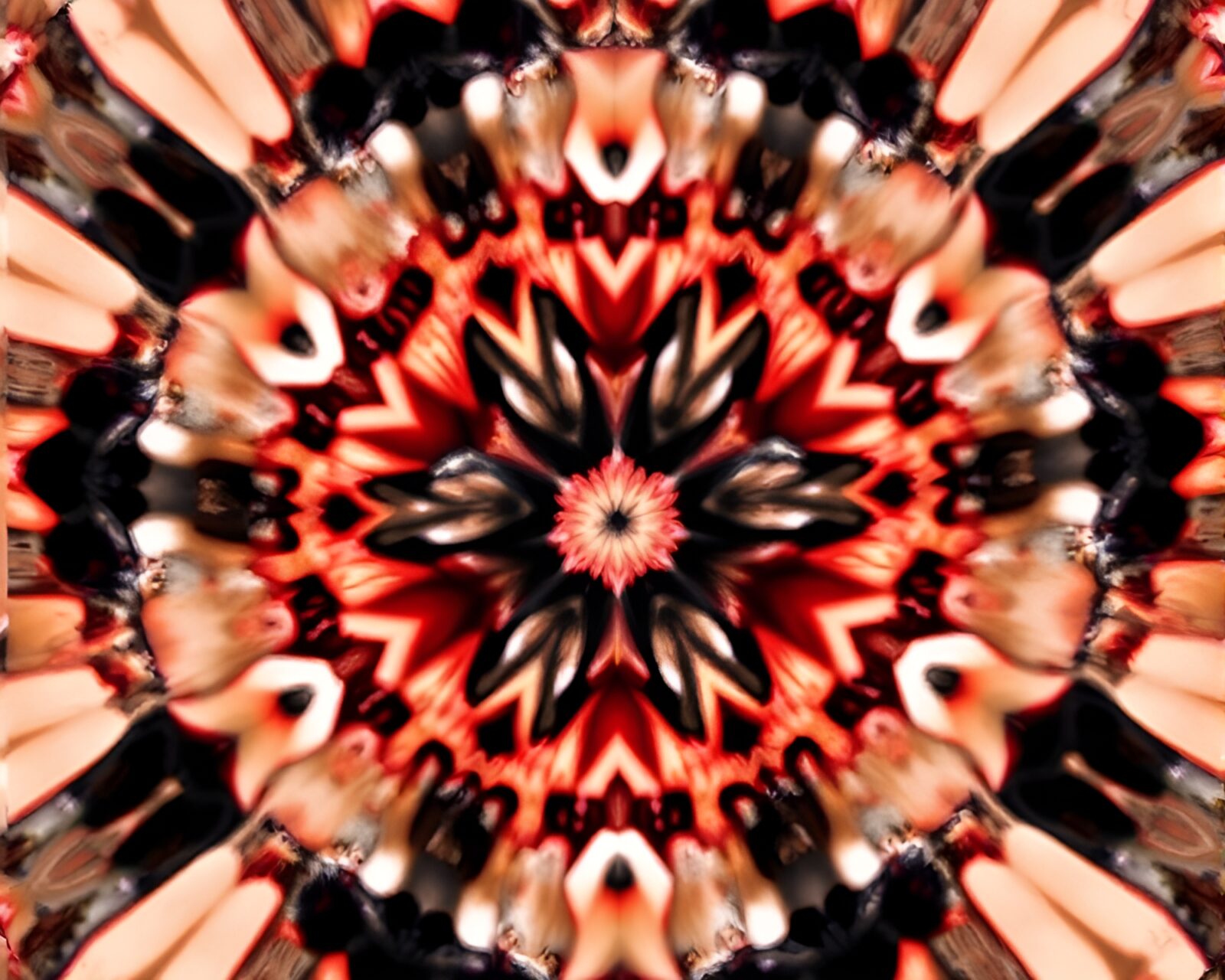 Abstract kaleidoscope patterns in split toning style from above