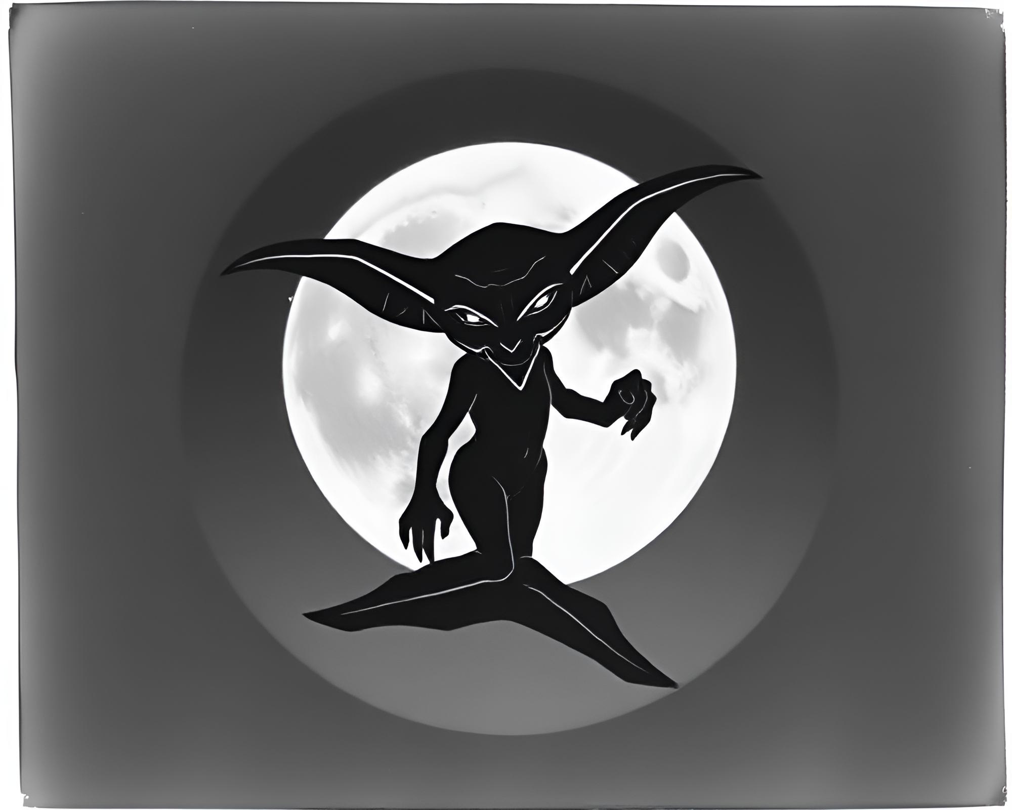 Goblin Lunar Reflection in Polaroid Mirror Shard – free AI stock image