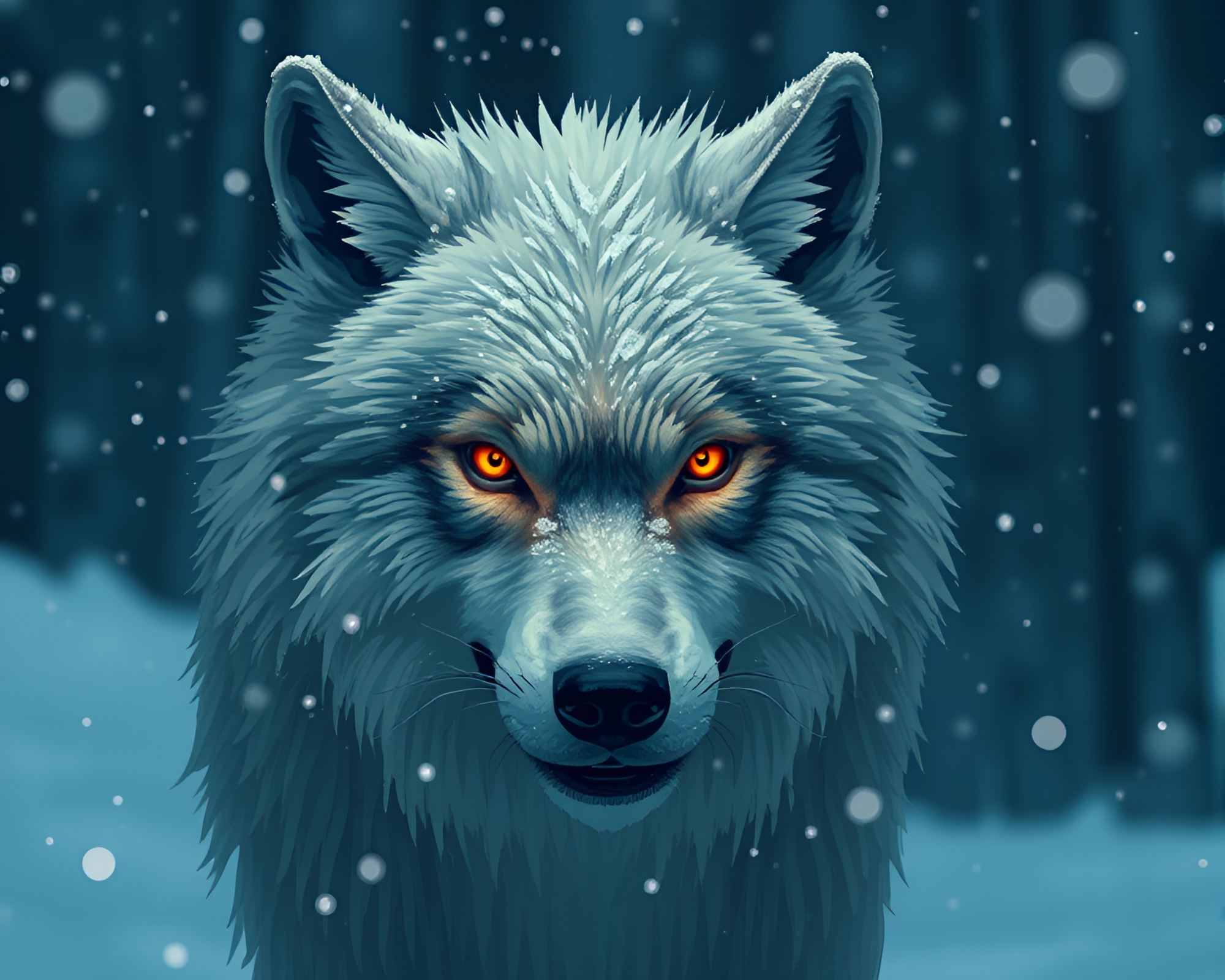 Snow-Covered Werewolf Pixelation in Photorealistic Style – free AI stock image