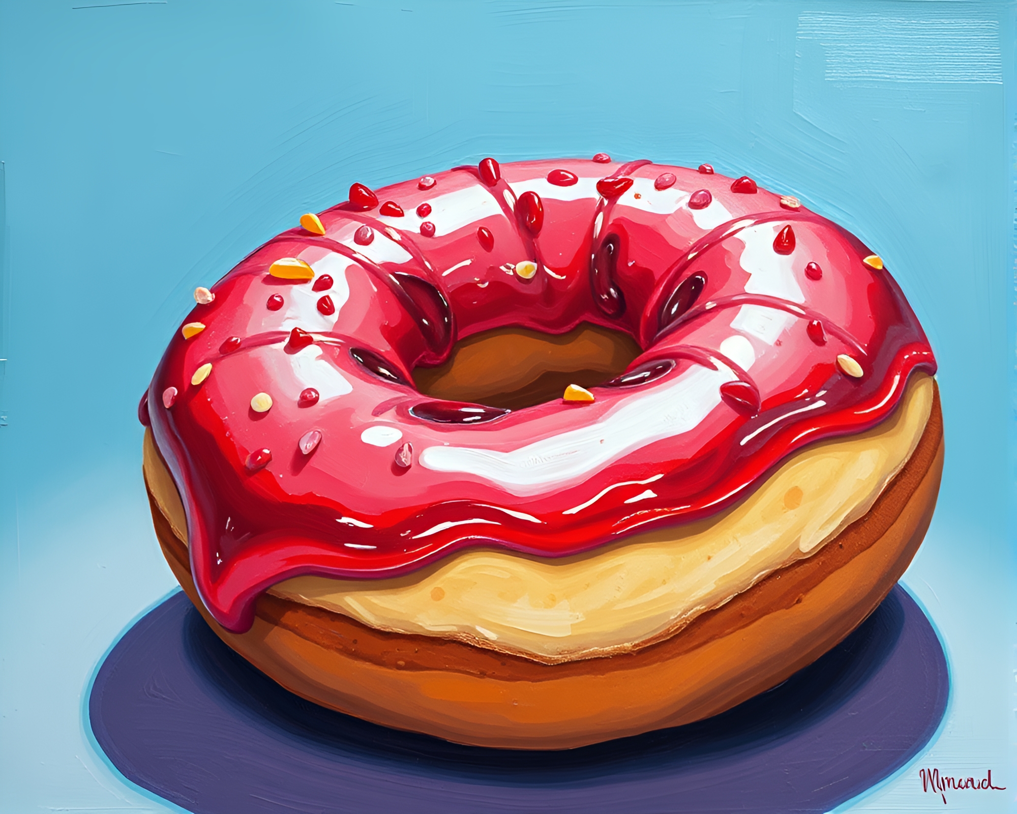 Dreamy Wide-Angle View of Jelly-filled Doughnut – free AI stock image