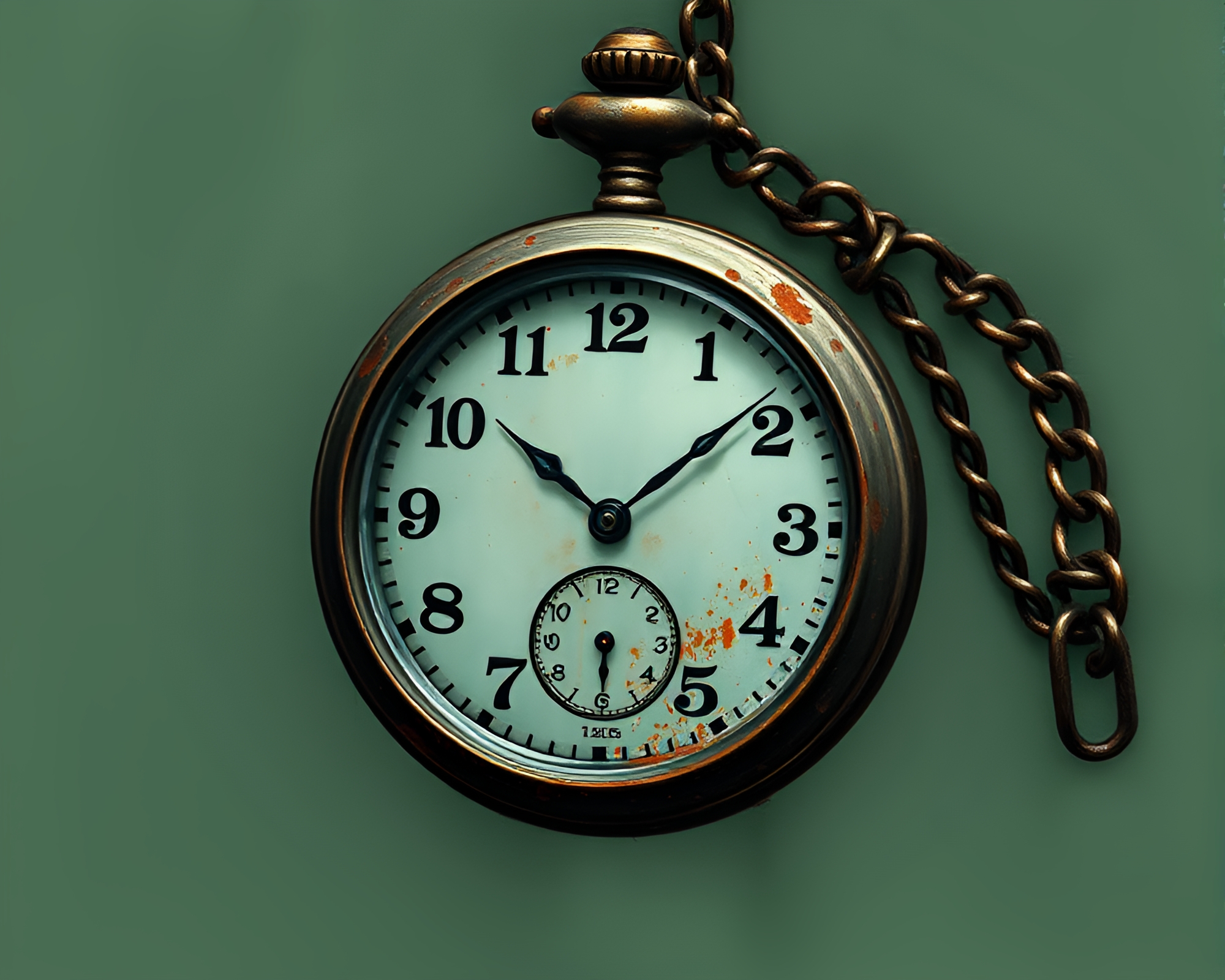 Rust Patina Pocket Watch in Enchanted Forest – free AI stock image