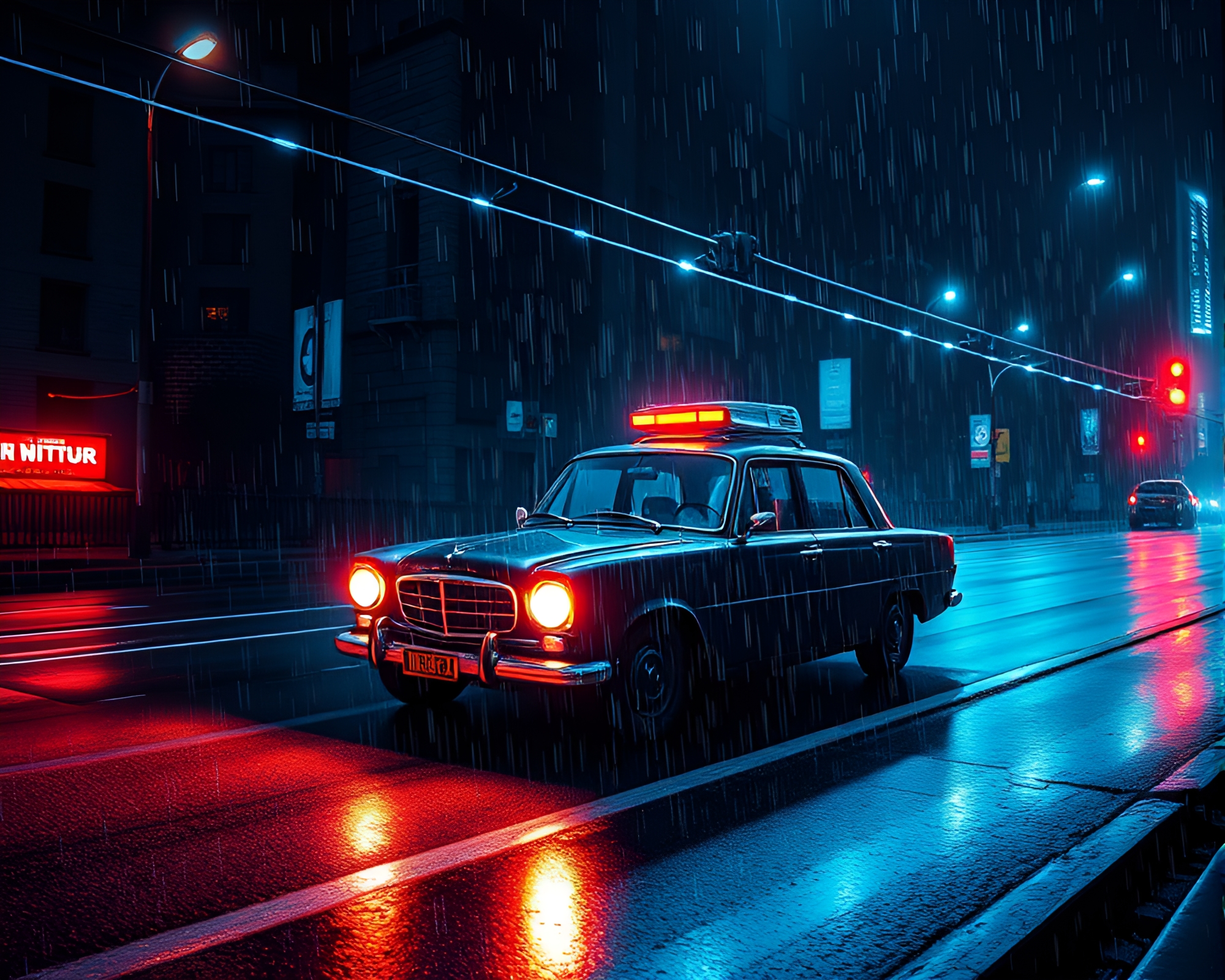 Phosphorescent Cable Car in Digital Tenebrism – free AI stock image