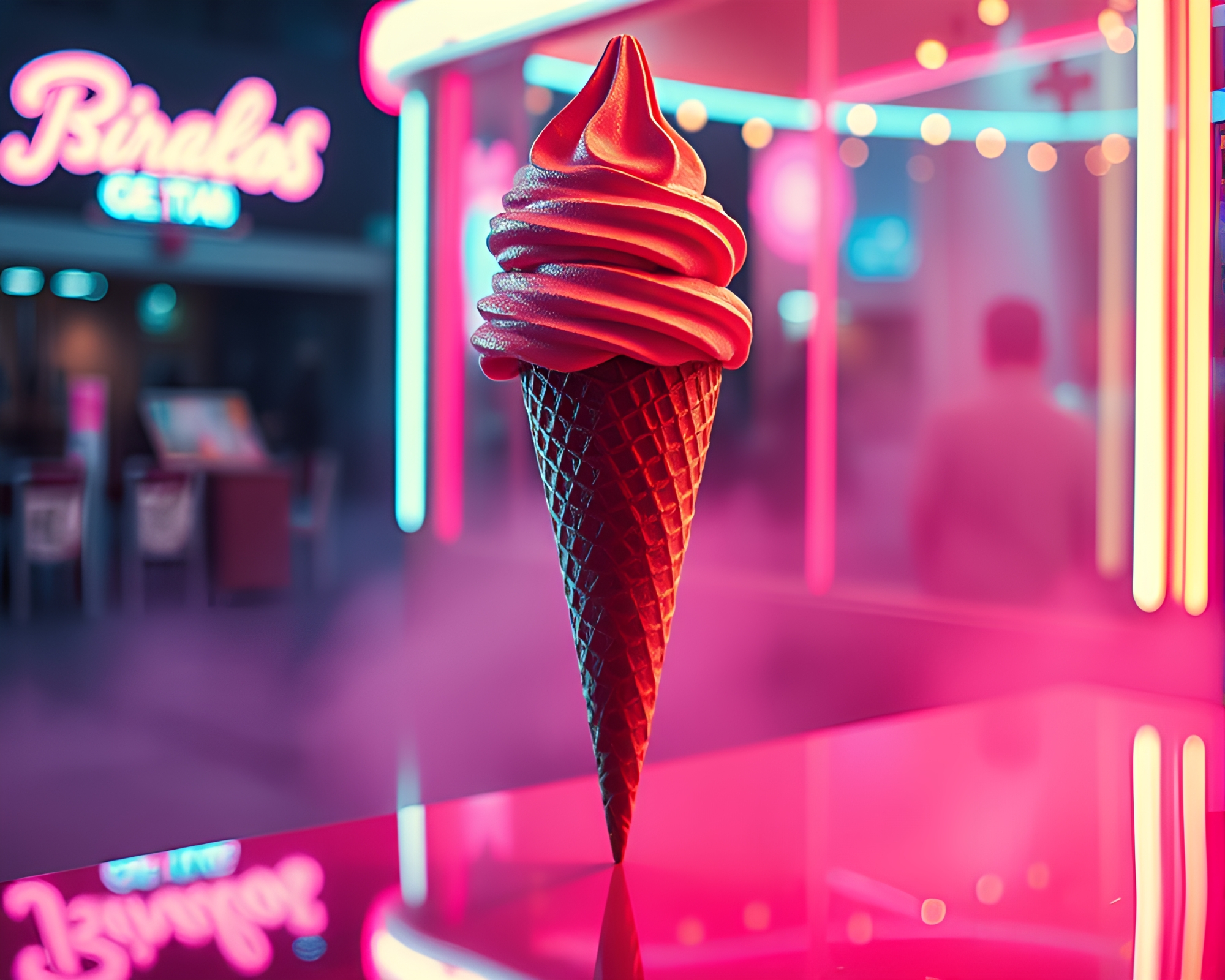 Neon Gelato Dream: Collage of Hazy Reflections – free AI stock image