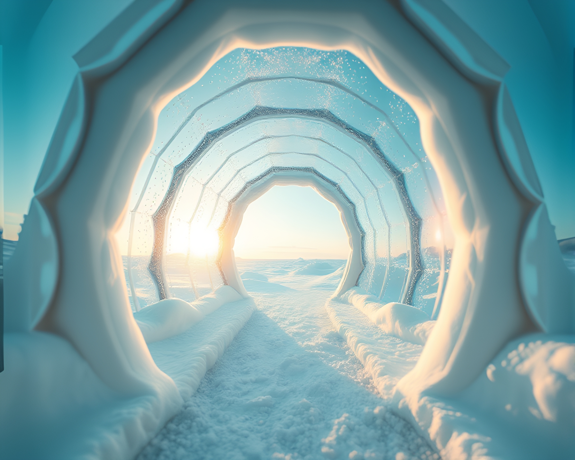 Peachy Glow Glass Igloo Path Tracing Worm’s Eye View – free AI stock image