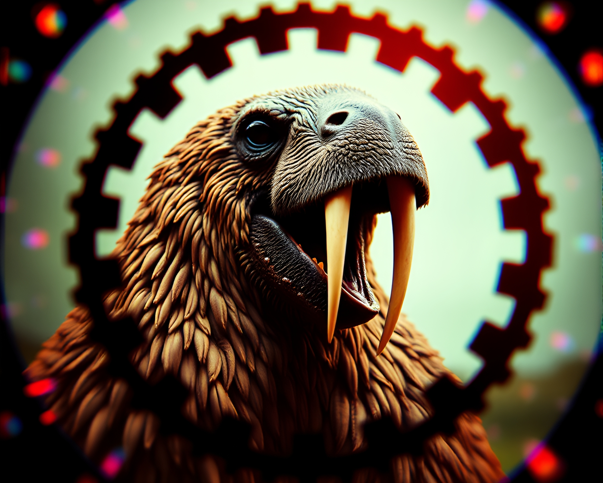 Pixel Art Walrus in Cinematic Film Sprocket Kaleidoscope – free AI stock image