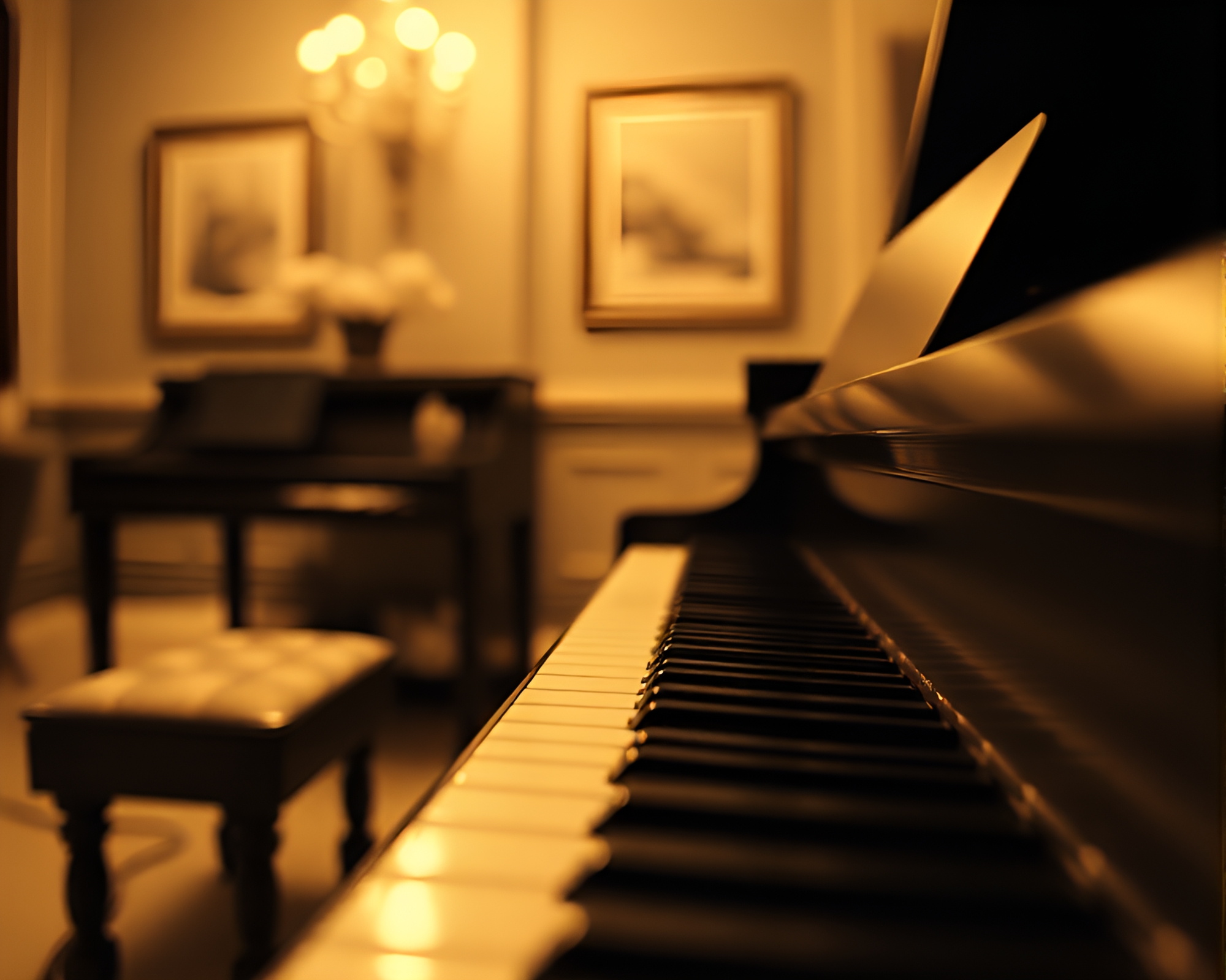 Op Art Piano in Sepia Tones – free AI stock image