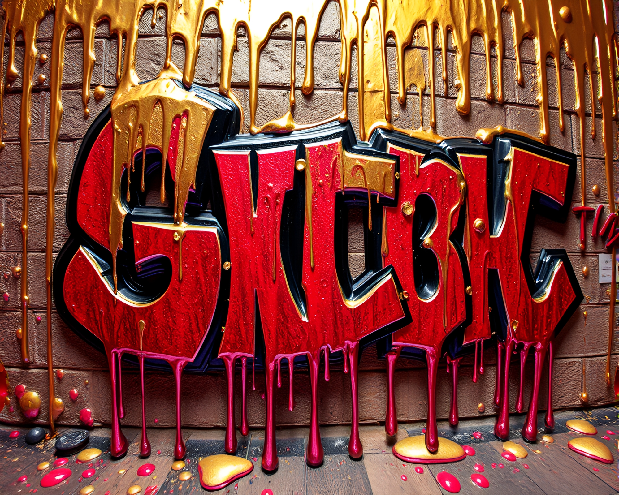 Gothic Horror Graffiti Drips in 3D Metal Sheen – free AI stock image
