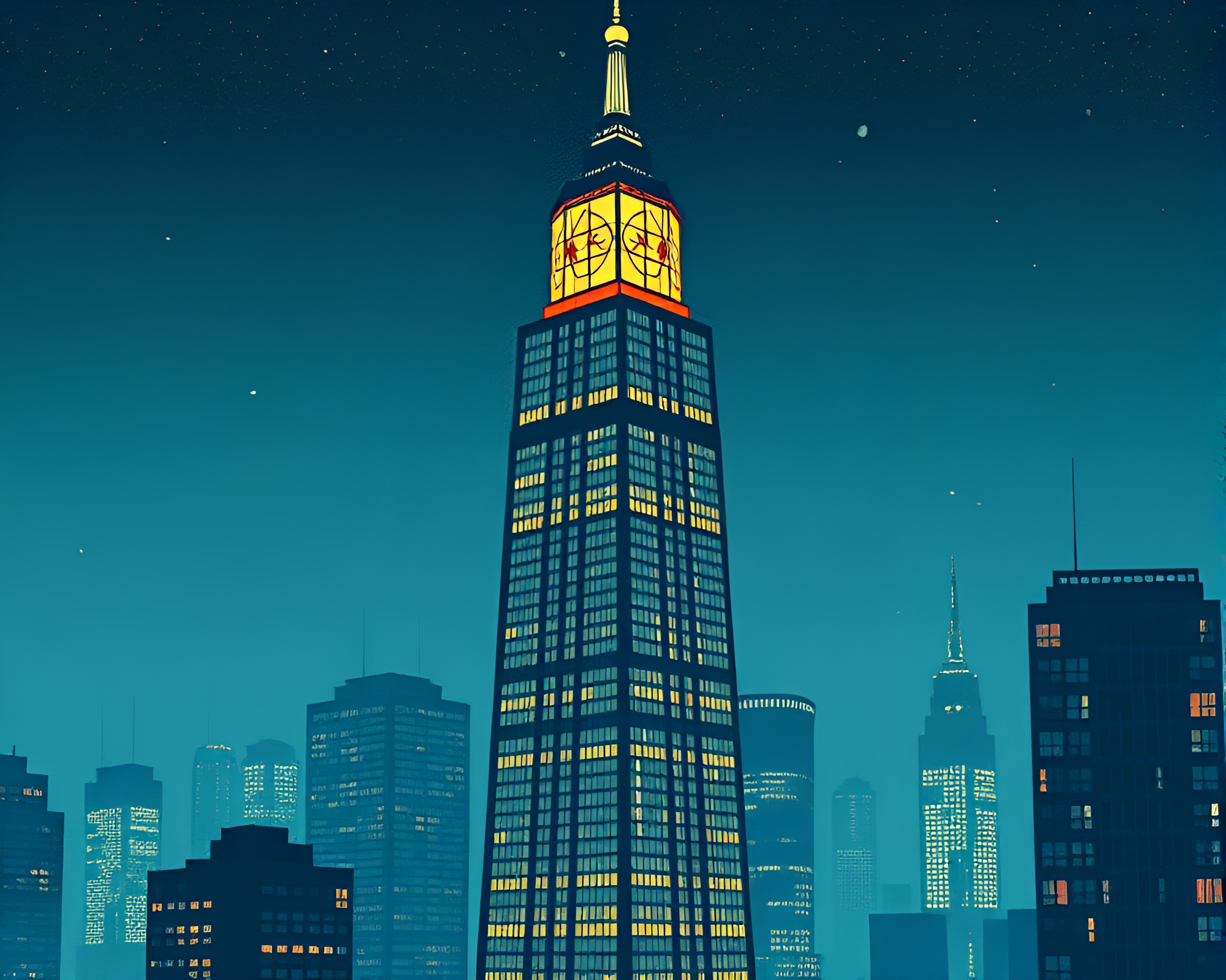 Futuristic Skyscraper City at Night with Lantern Glow – free AI stock image