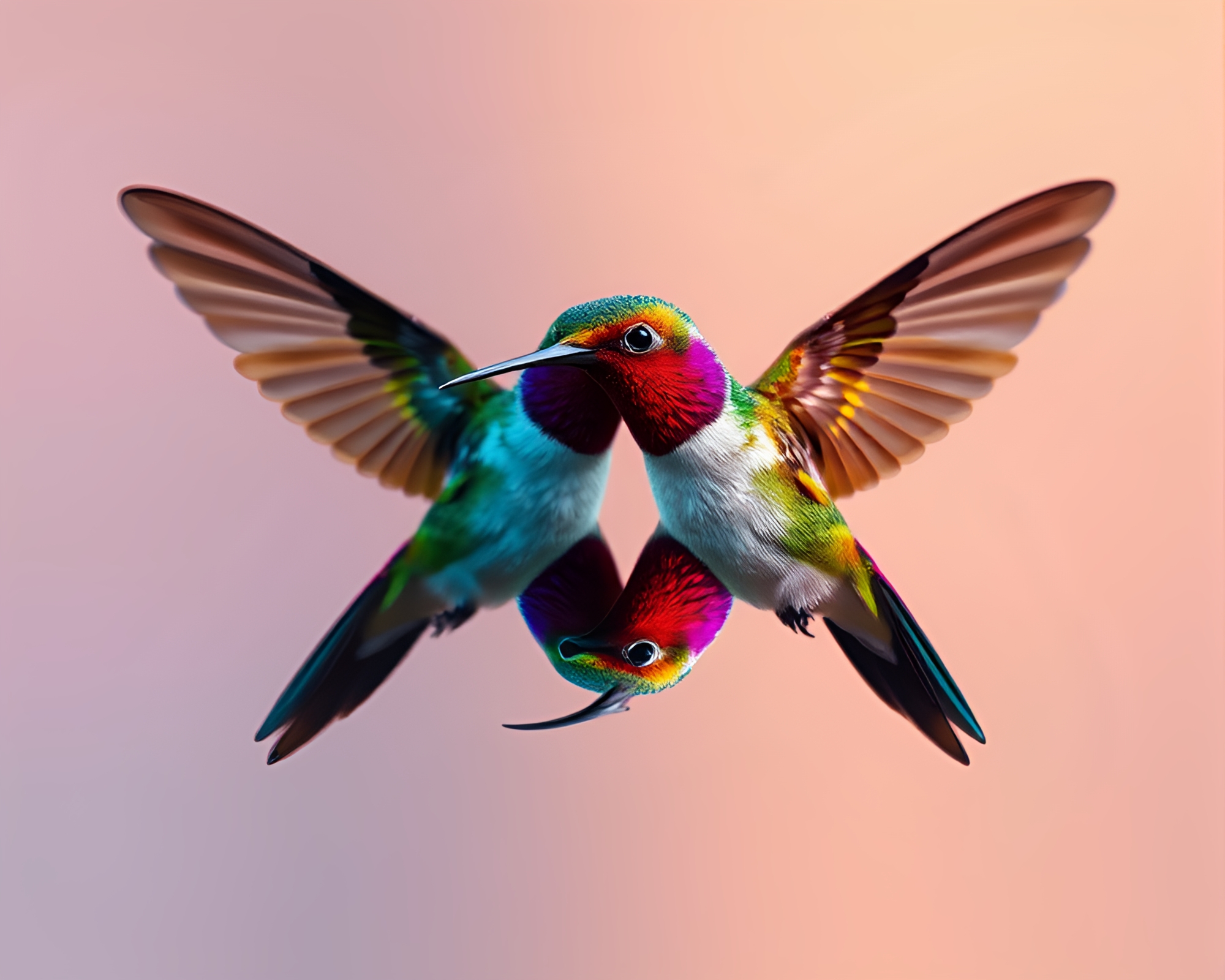 Symmetric Glitch Hummingbird in Hyper-Realistic Style – free AI stock image