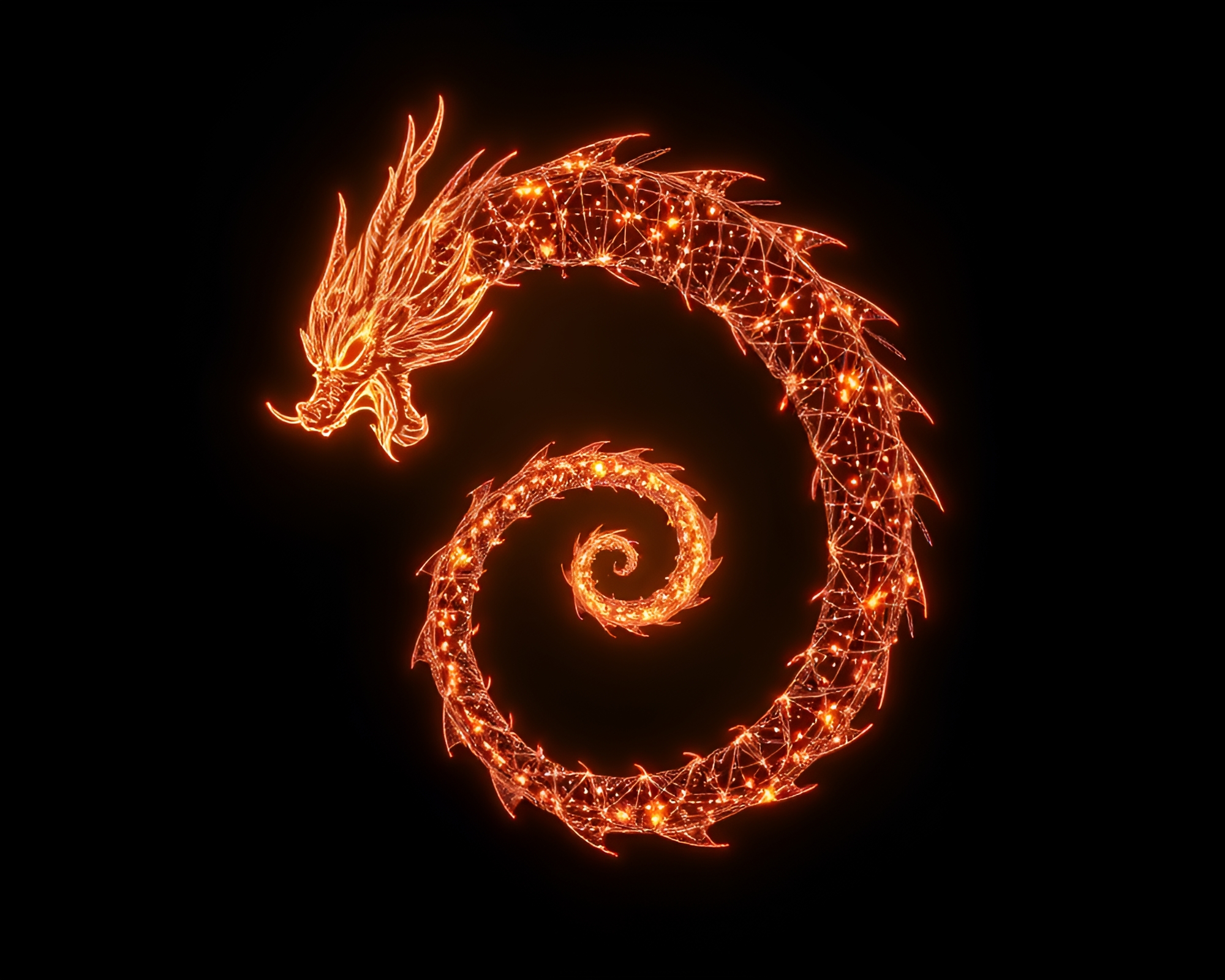 Spiraling Dragon in Vibrant Algorithmic Art – free AI stock image
