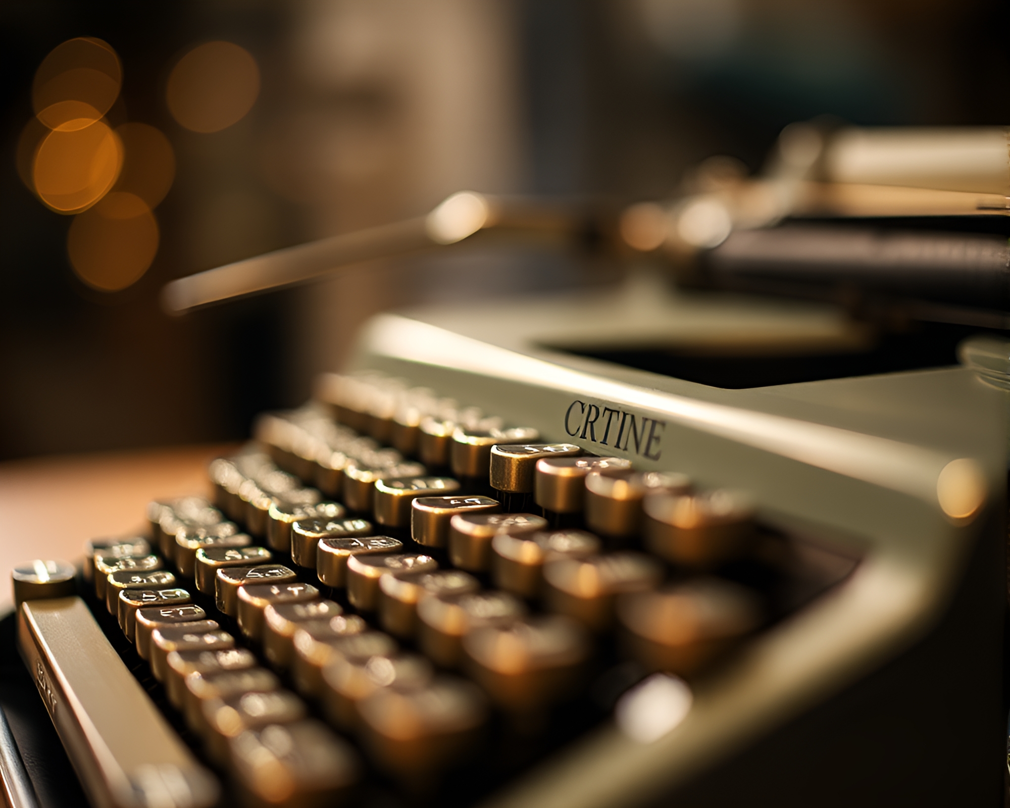 Vintage Typewriter in Enchanted Forest – free AI stock image