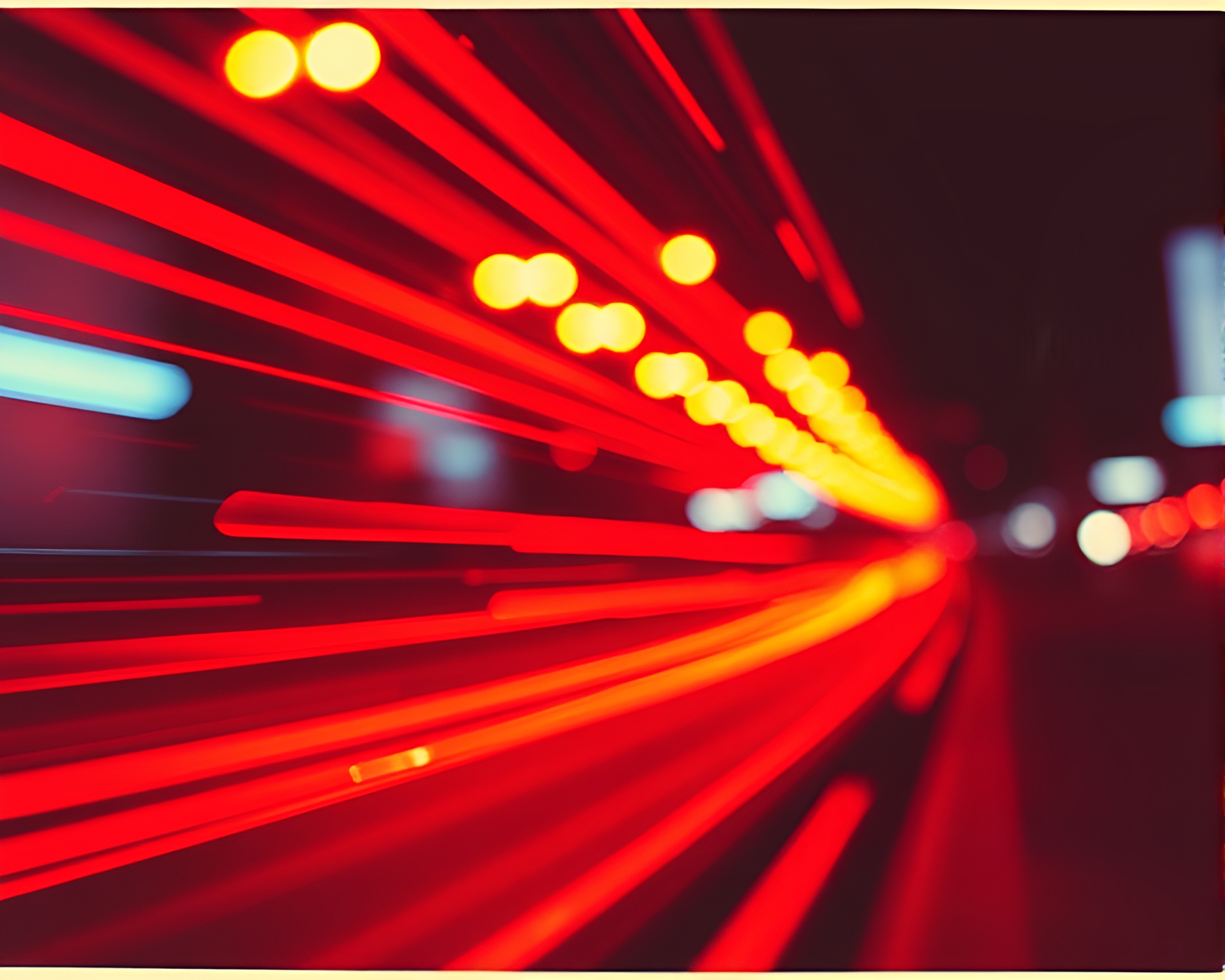 Neon City in Motion: Synthwave Lights on Linocut Streets – free AI stock image