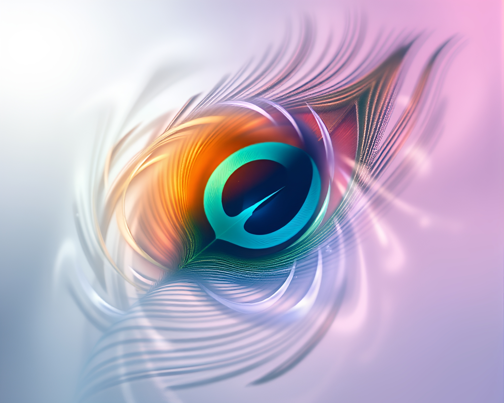 Pastel Peacock Feather Whirlpool Art – free AI stock image