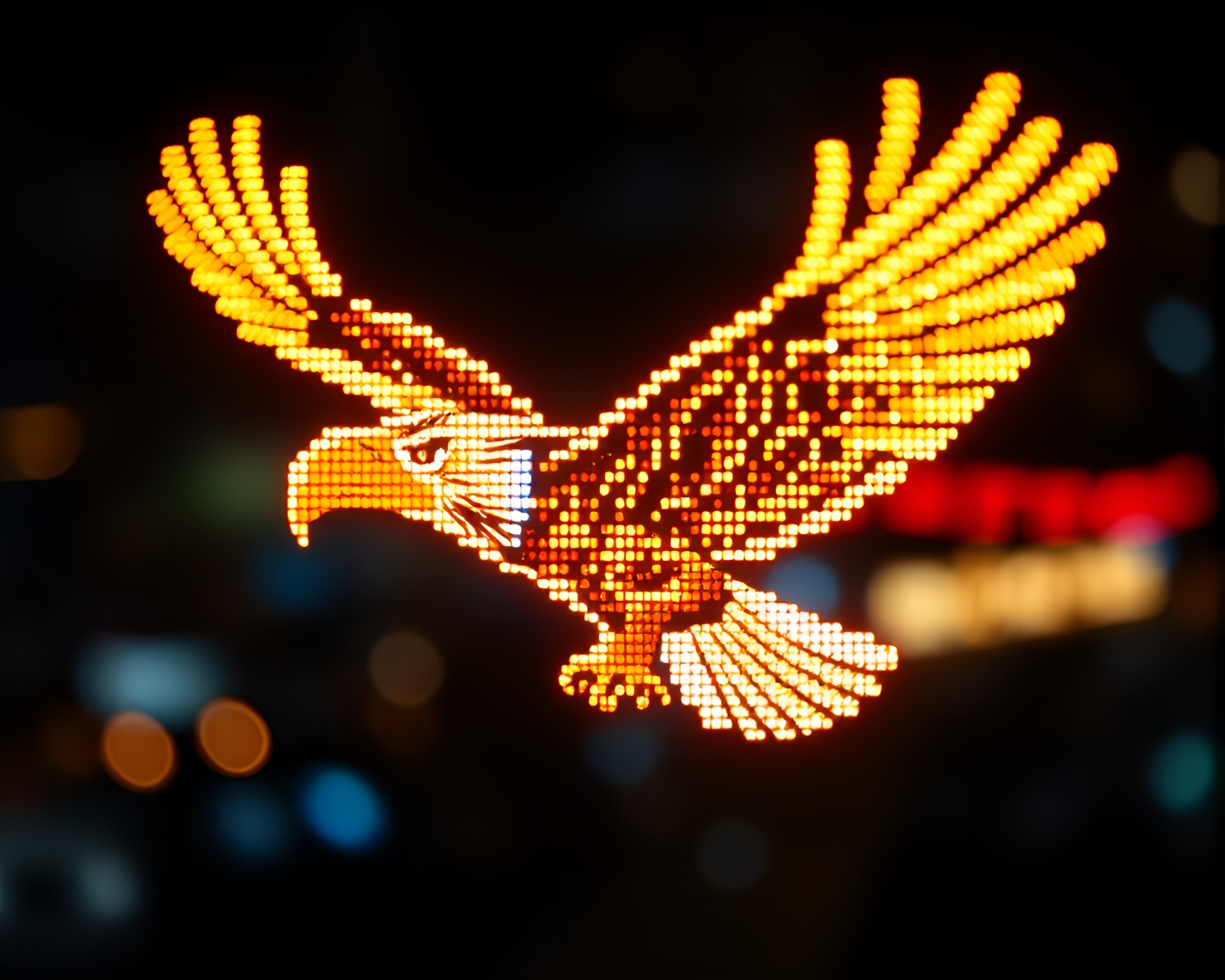 Majestic Eagle in LED Pixel Grid Display – free AI stock image