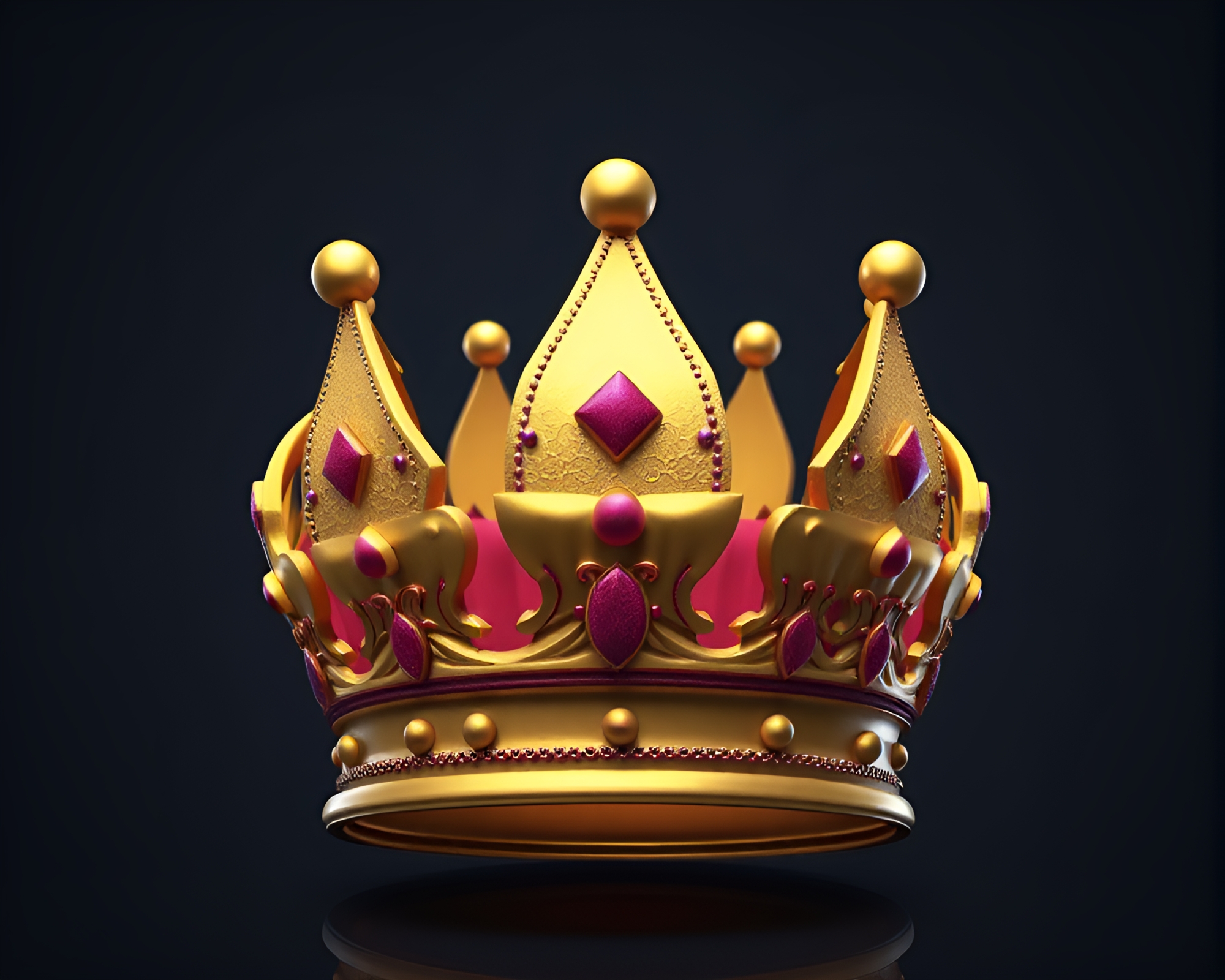 Regal Crown Pattern in High-Poly 3D – free AI stock image
