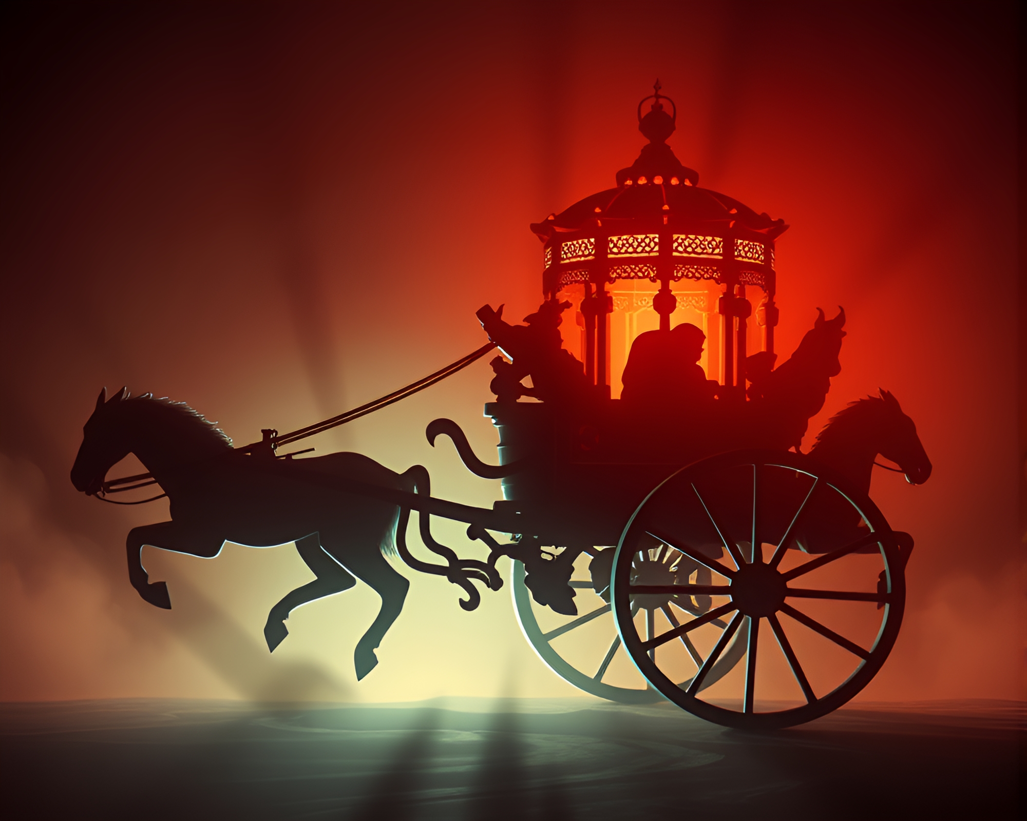 Majestic Chariot in Silhouette Light Leaks – free AI stock image