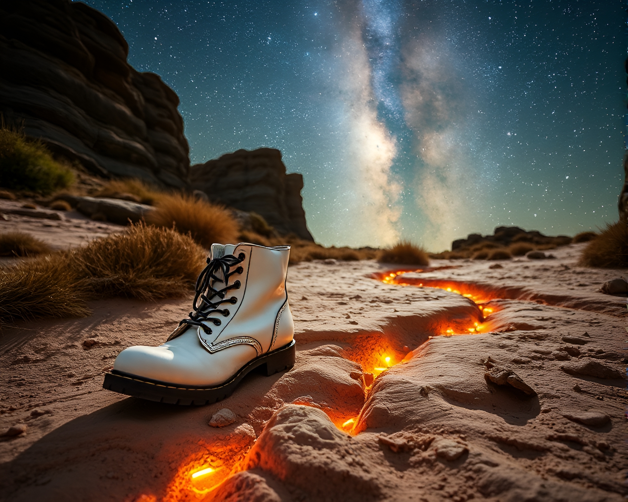 Stellar Gravity Boots Exploration – free AI stock image