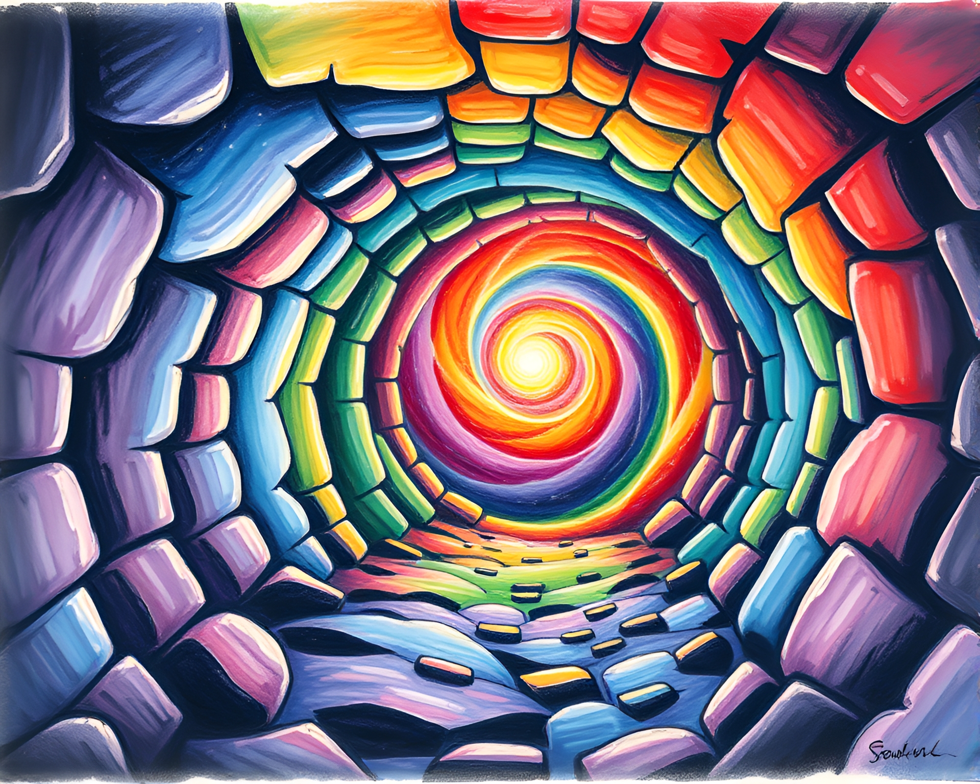 Cosmic Vortex: Underground Bunker Conté Crayon Drawing – free AI stock image