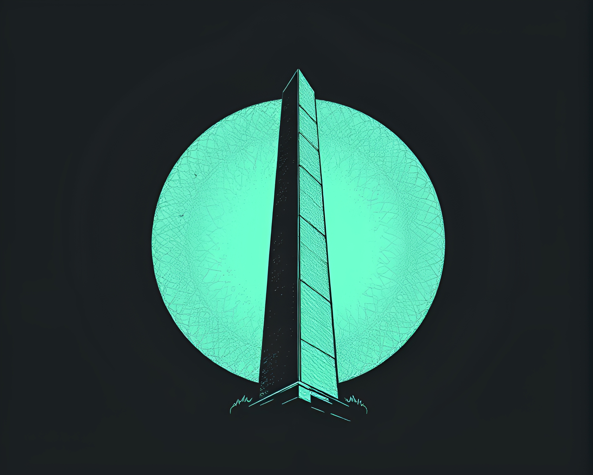 Mint Green Obelisk Emerging in Charcoal Vector Halftone – free AI stock image