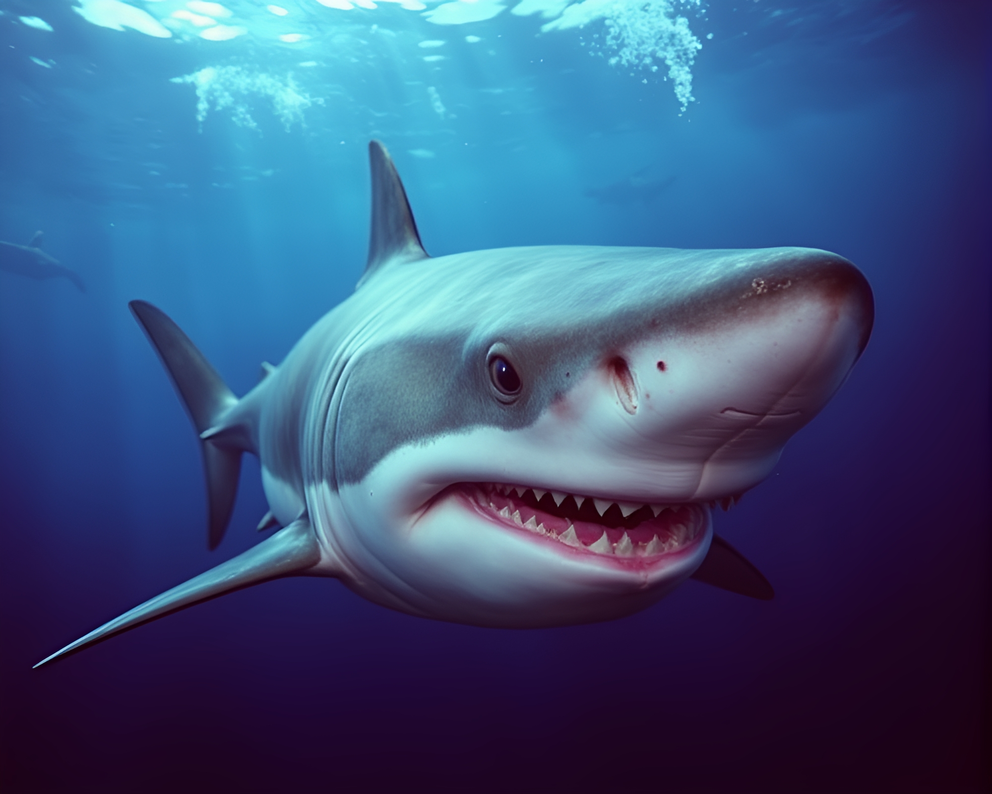 Retro Shark Encounter: A Candid Moment Captured – free AI stock image