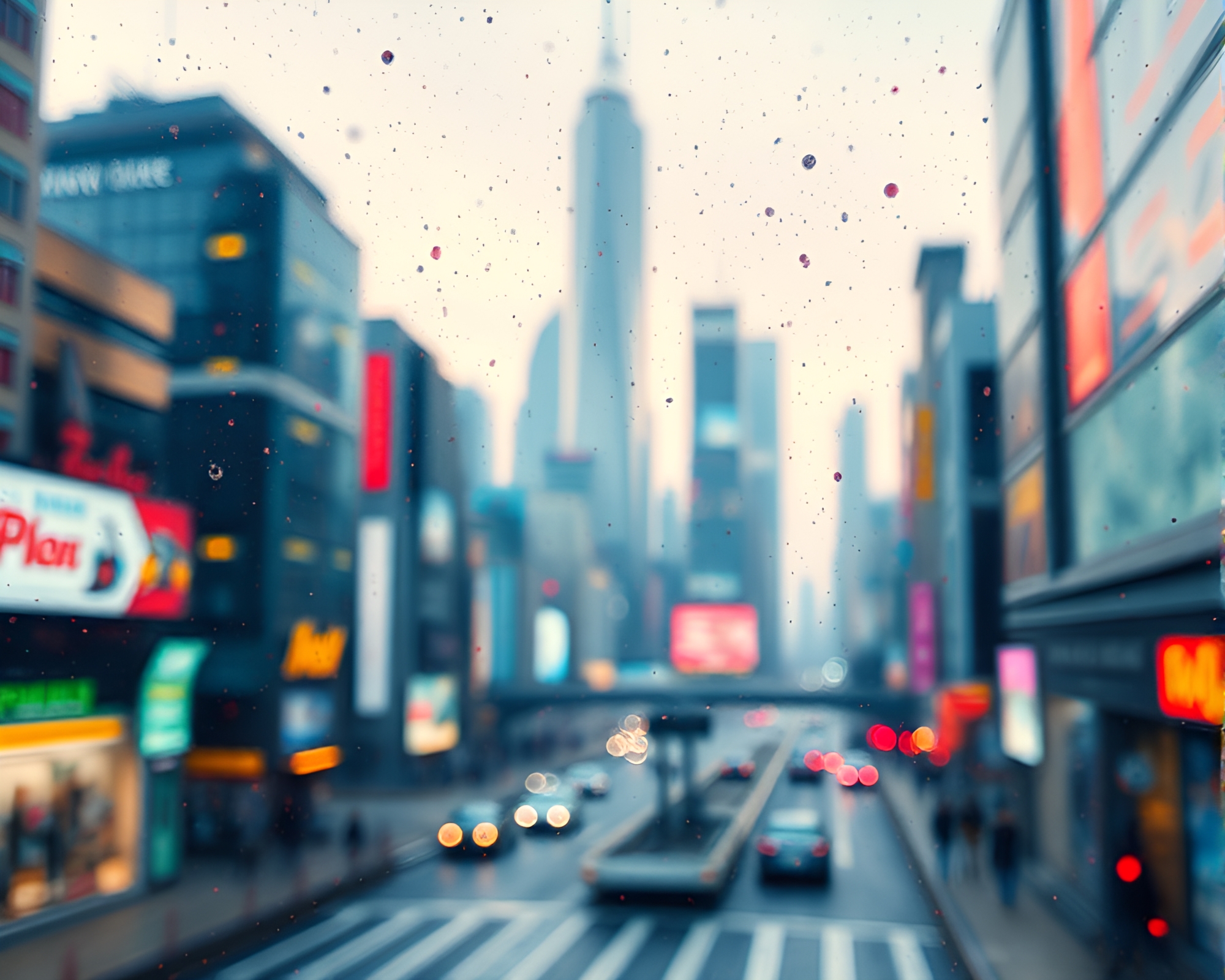 Futuristic Urban Splatter: Soft Focus Cityscape – free AI stock image