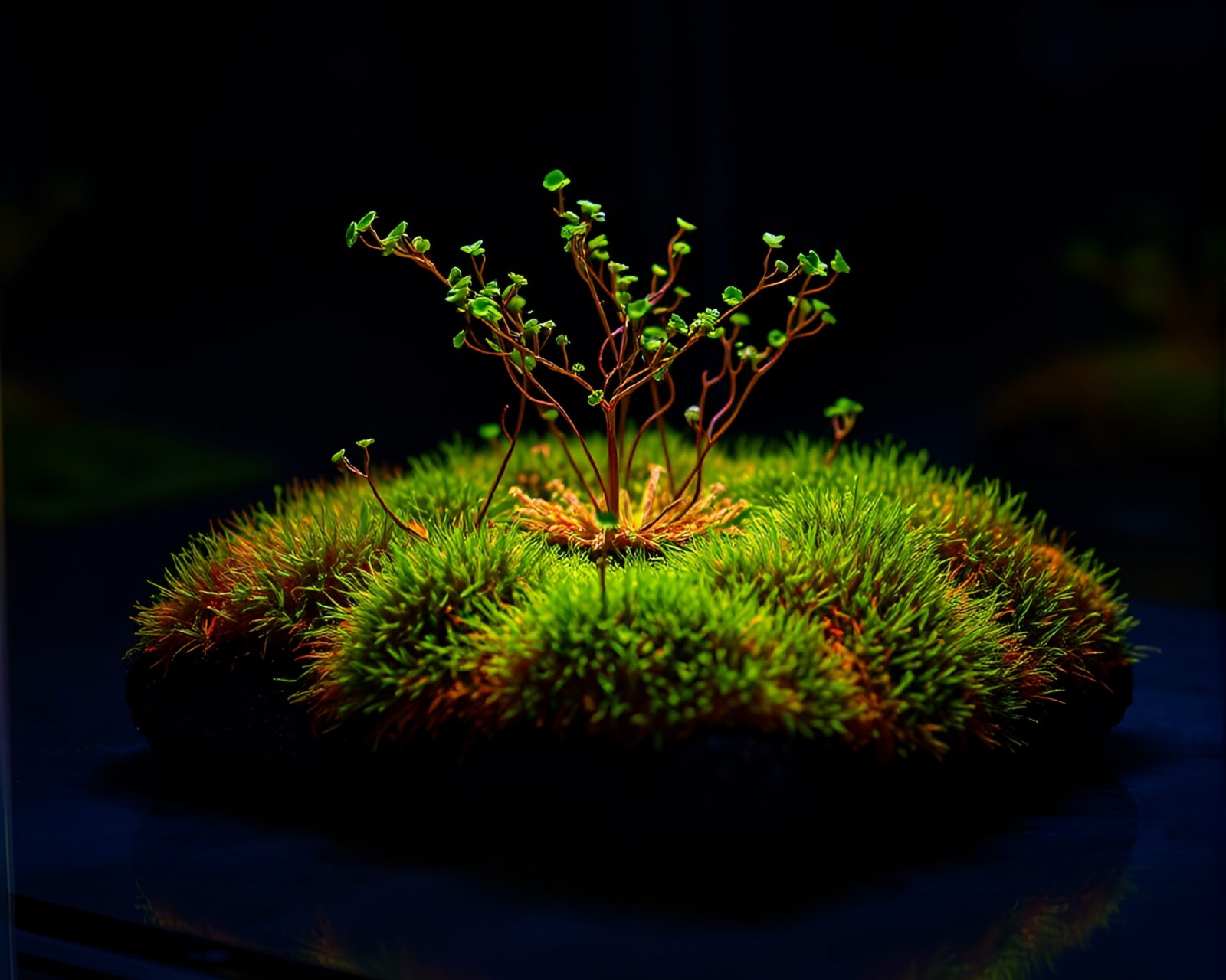 3D moss with cybernetic style, glowing in neural colors