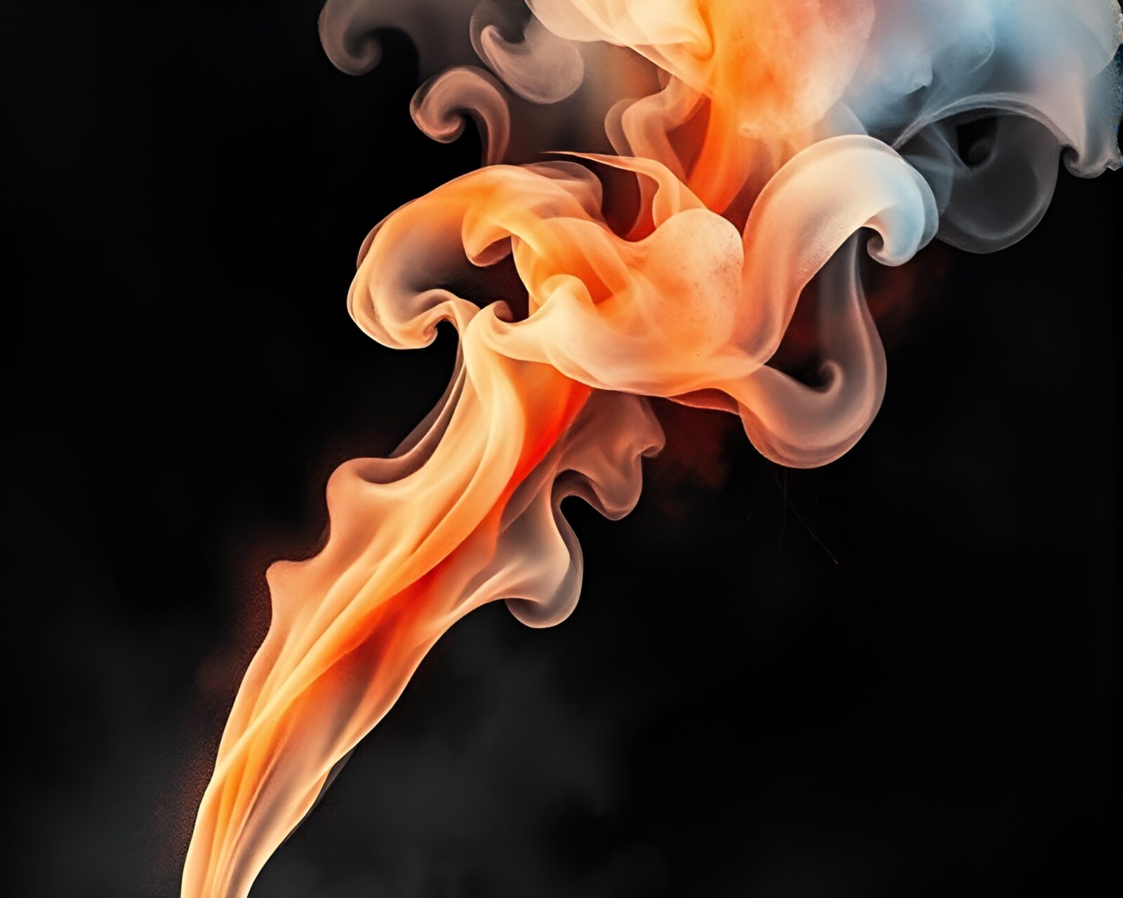 Abstract expressionism art of swirling smoke plume in watercolor