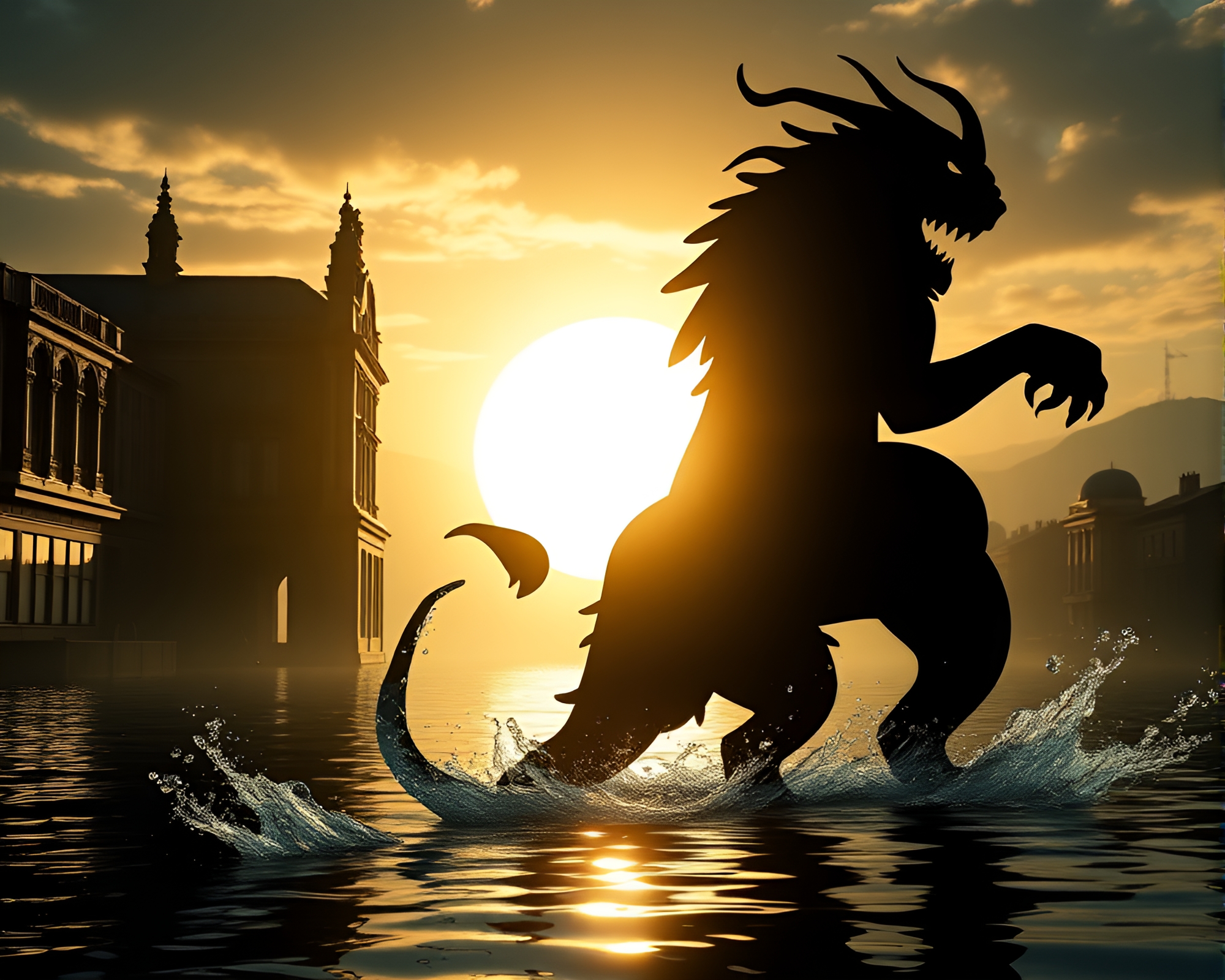 Cerberus Water Distortion Architectural Rendering – free AI stock image