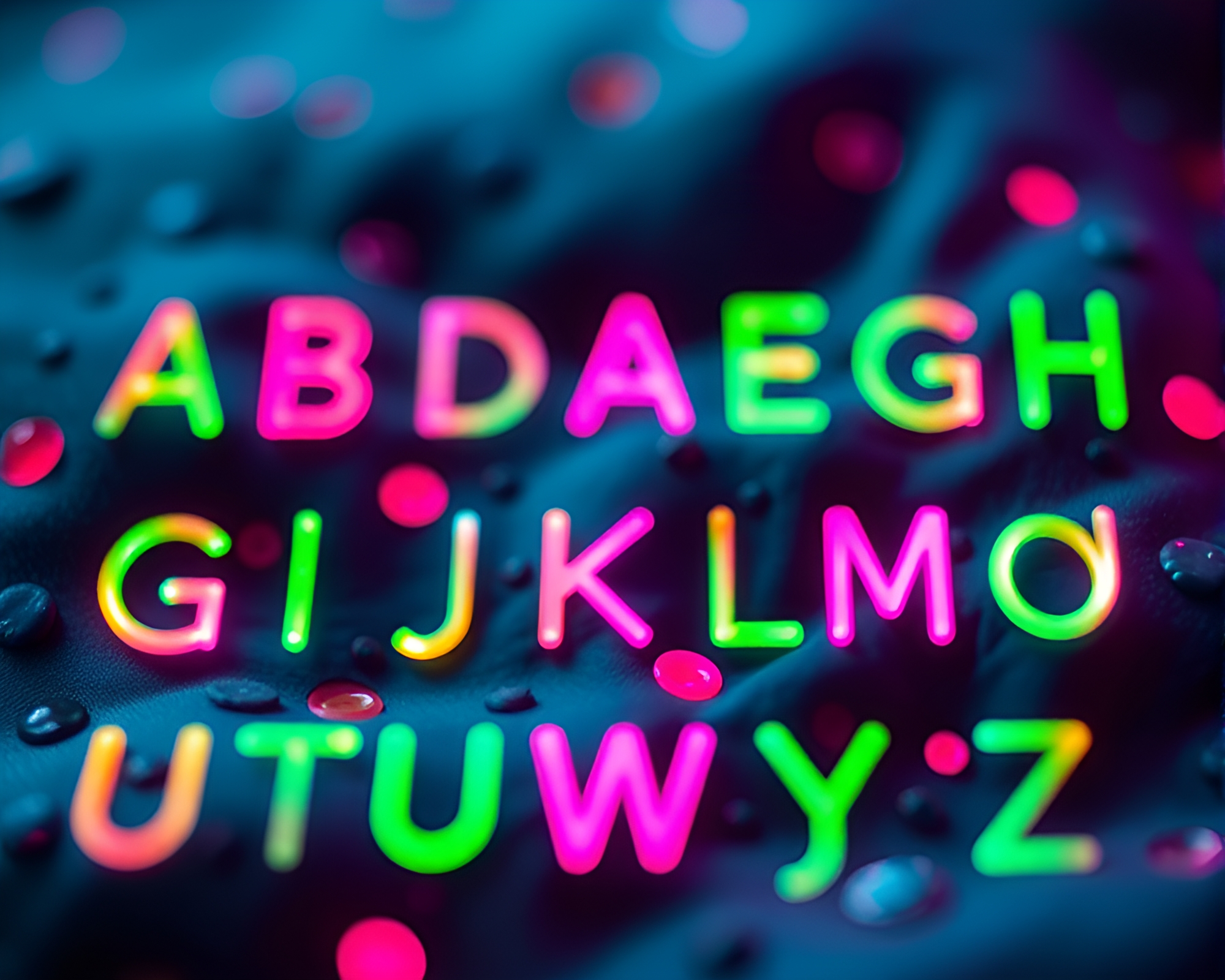 Neon Runic Symbols Surrounded by Soft Focus Mildew Spots – free AI stock image