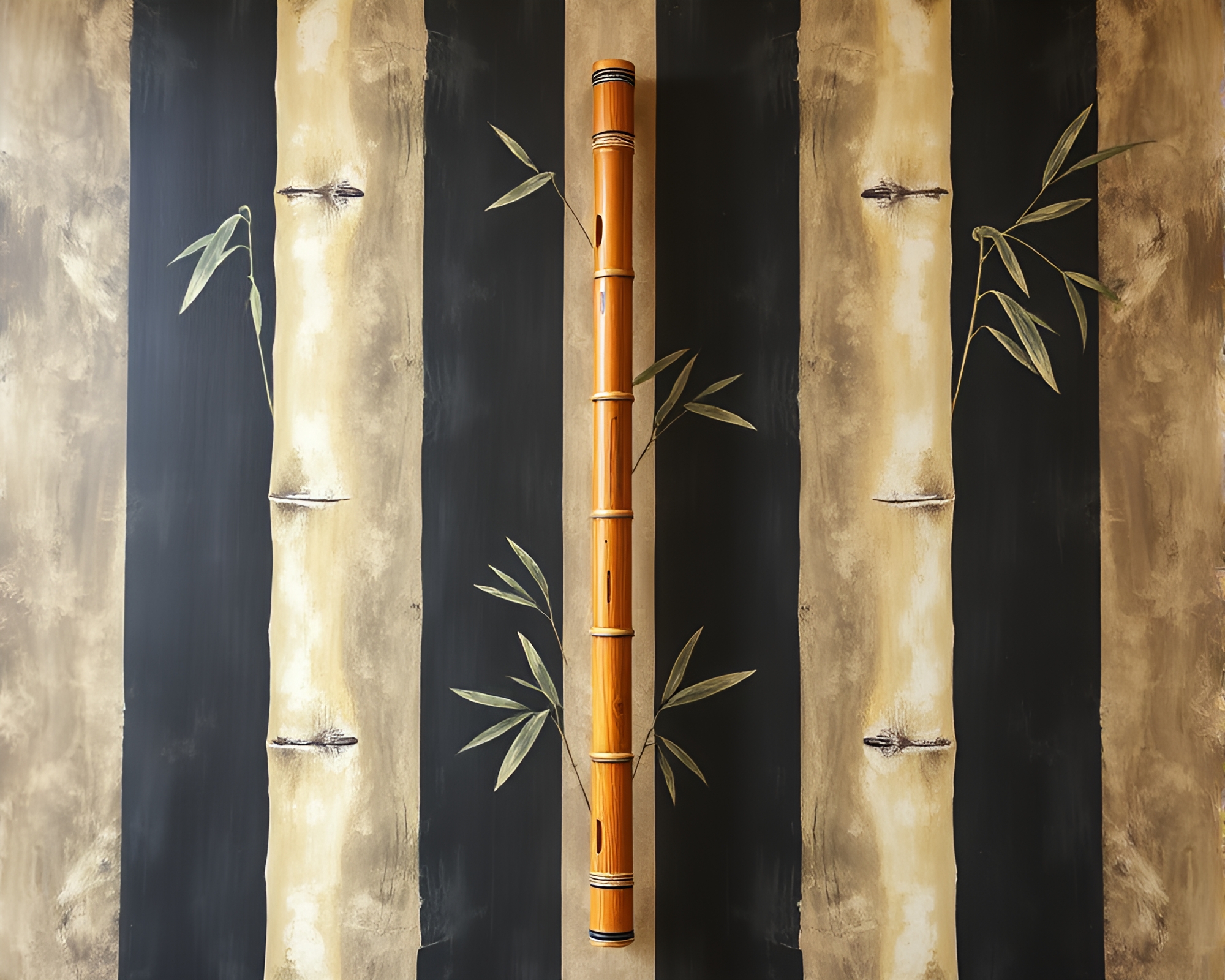 Asymmetrical Balance in Mural: Bamboo Flute HDR Light – free AI stock image