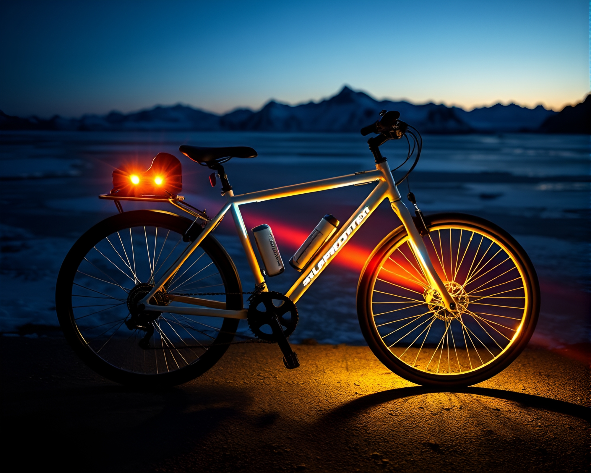 Solar-Powered Bike in Antarctic Whiteout Prism – free AI stock image