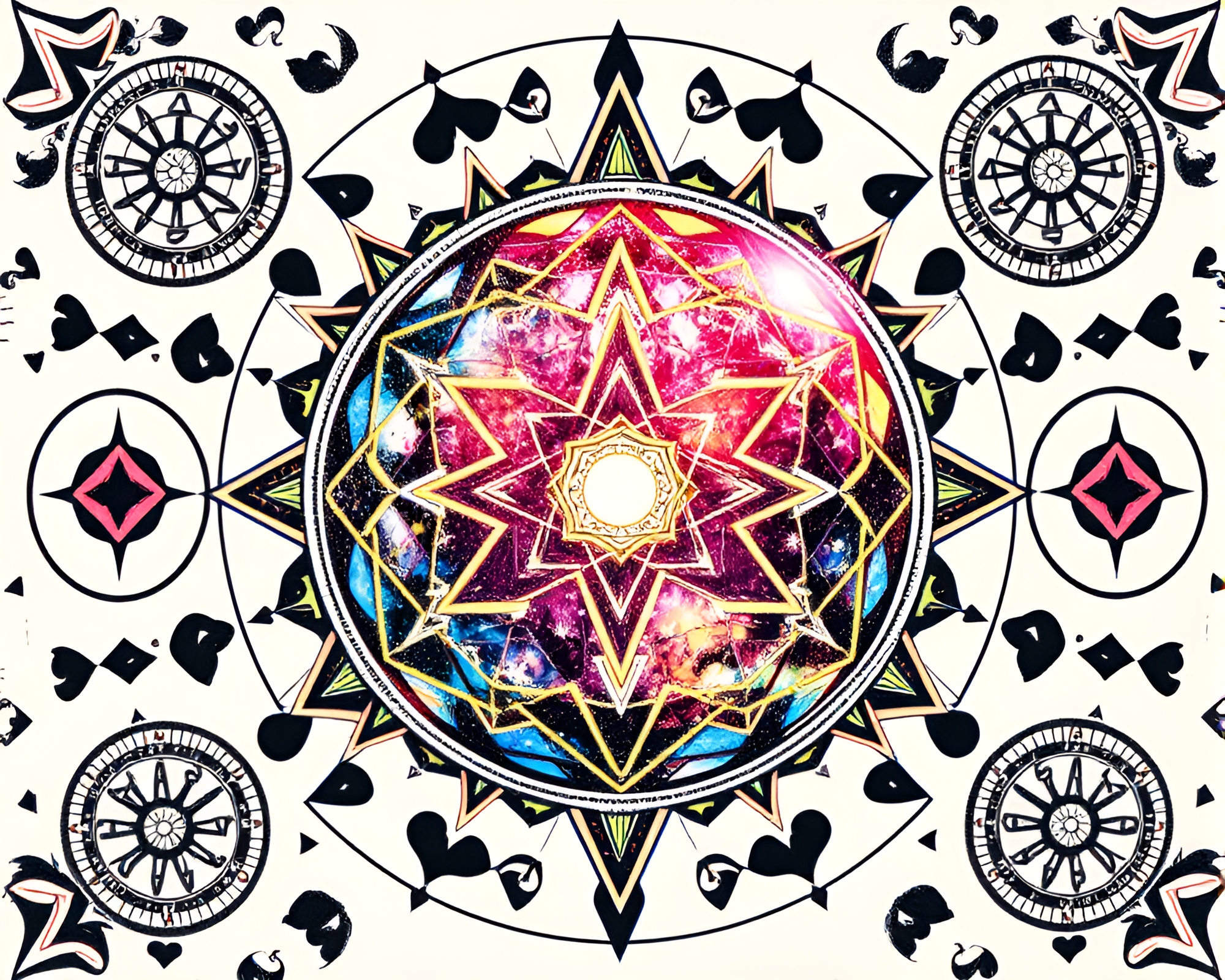 Alchemical Disco Ball Tattoo Flash Art – free AI stock image