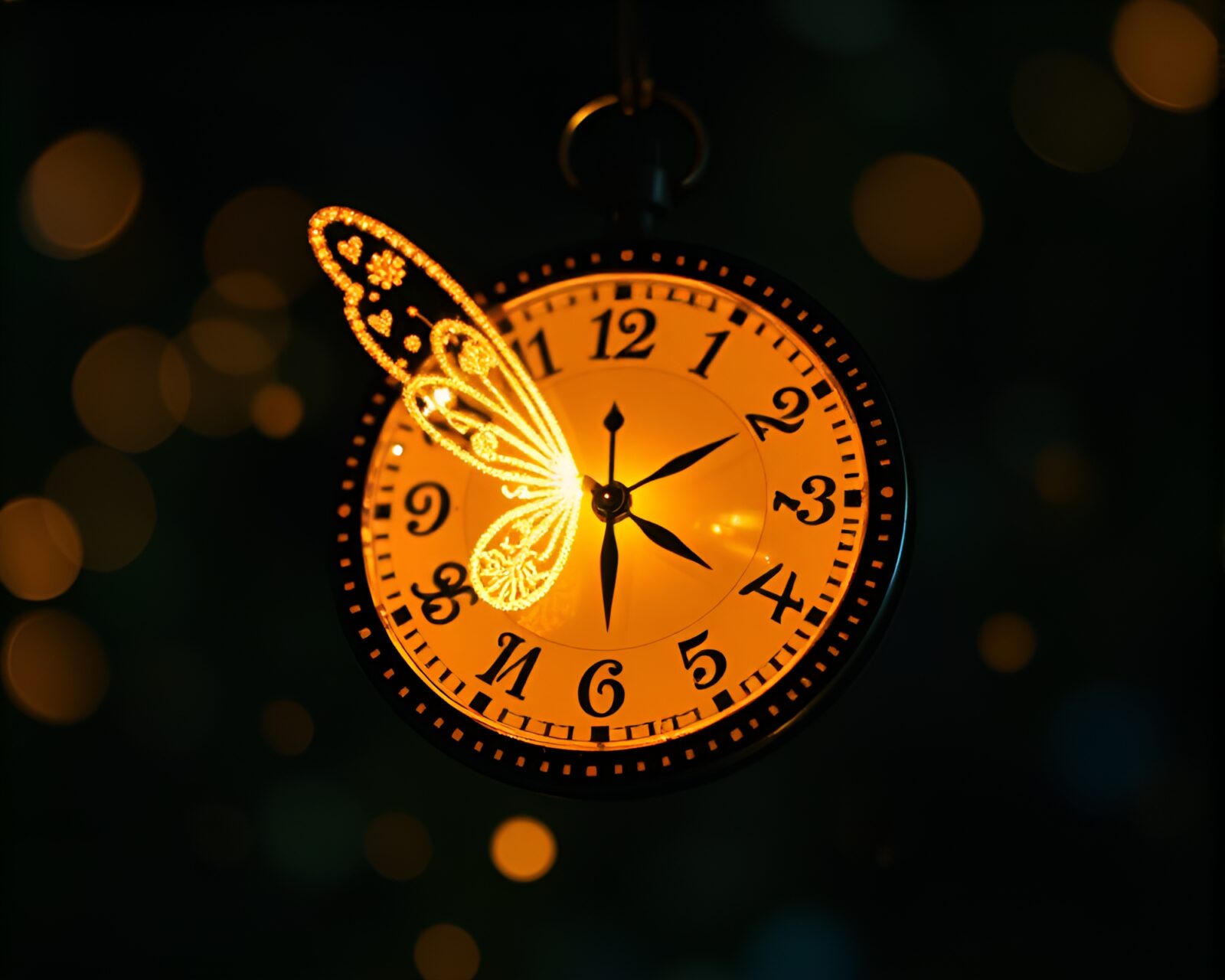 Enchanting clock with fairy lights and intricate stitched design