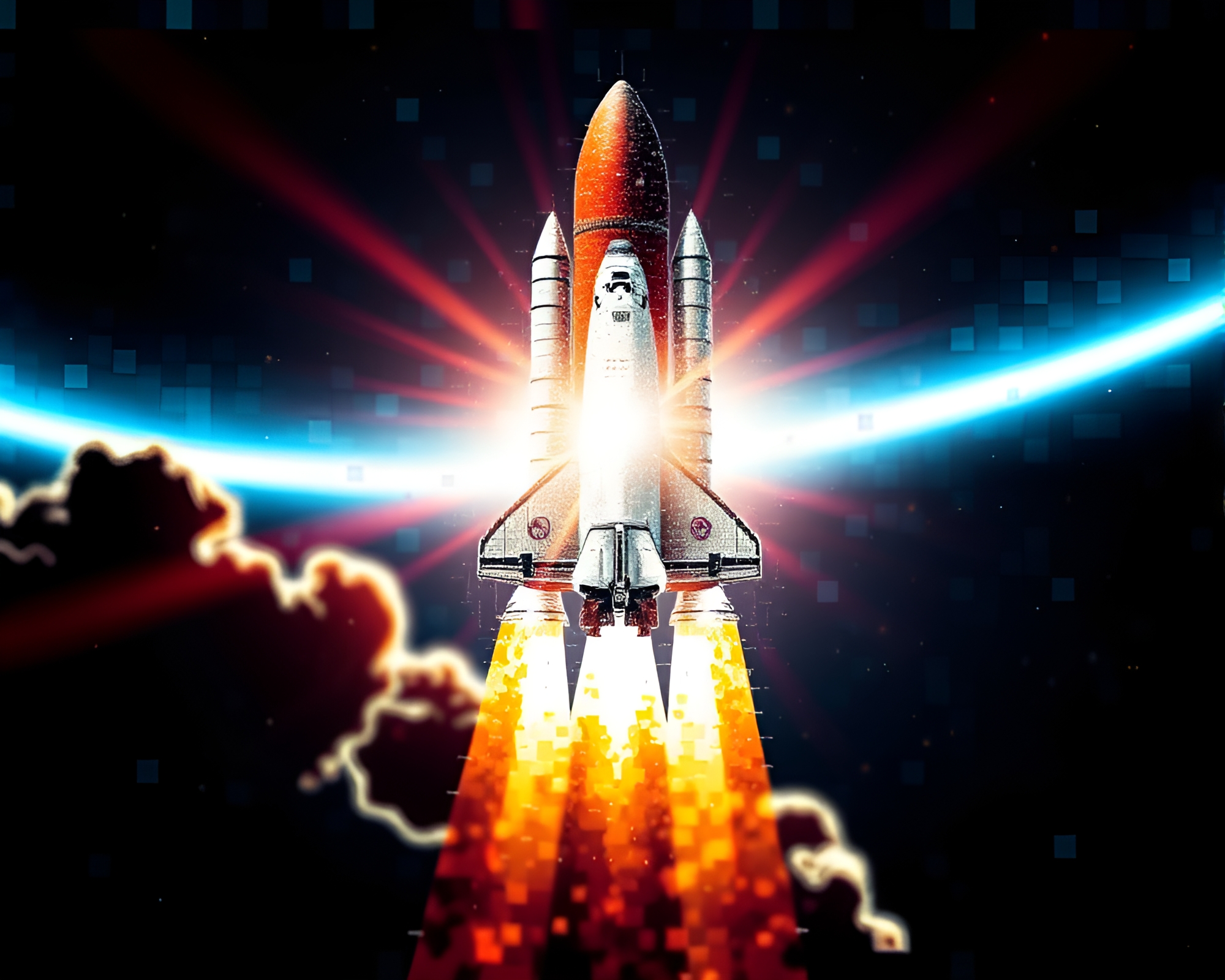 Space Shuttle Fractured Vector Art Mosaic Composition – free AI stock image