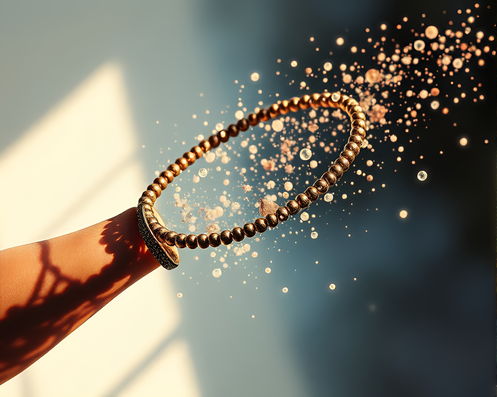 Enchanting Bracelet: Ethereal Particles in Action Painting Style – free AI stock image