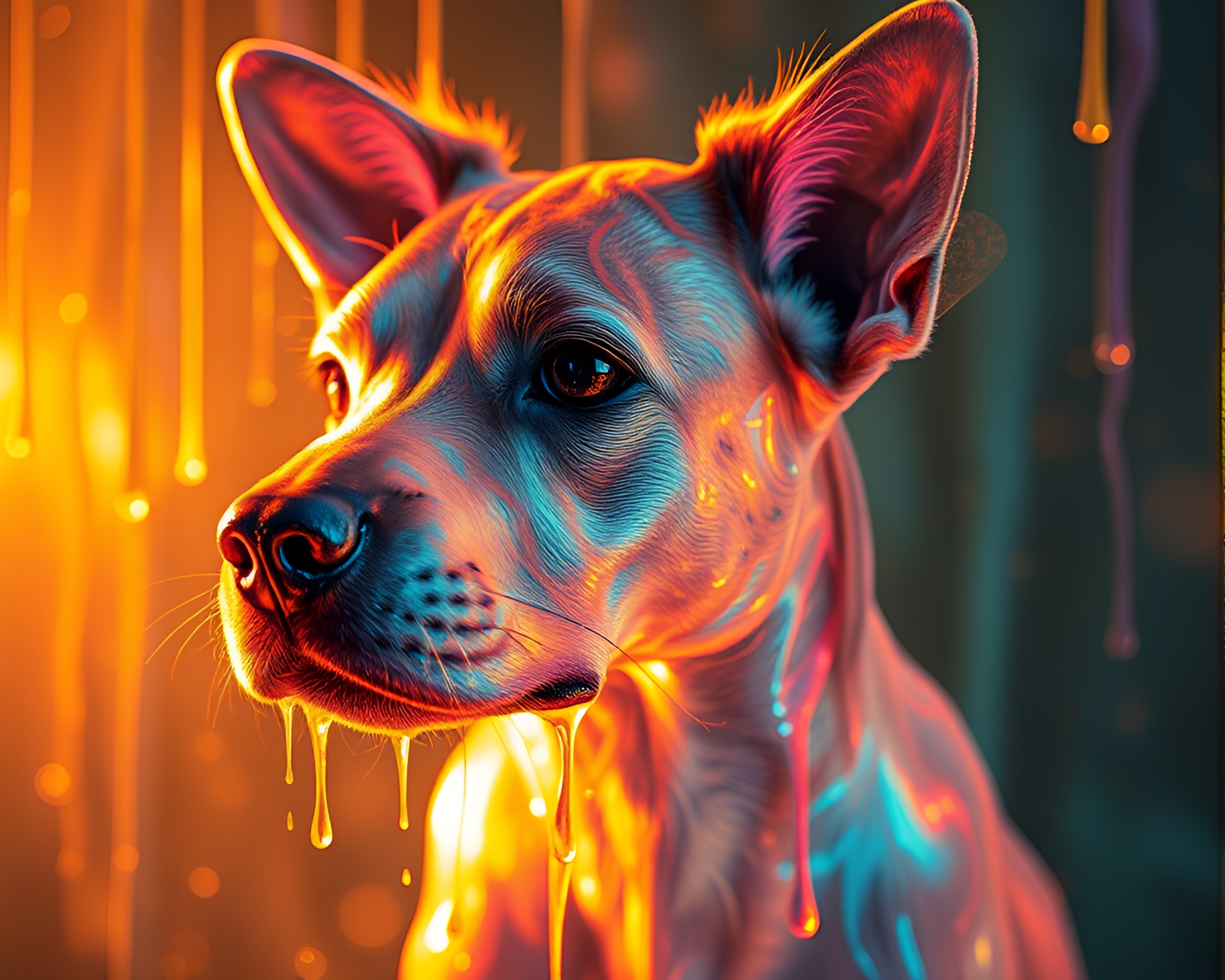Surreal Holographic Pet in Golden Hour Glow – free AI stock image