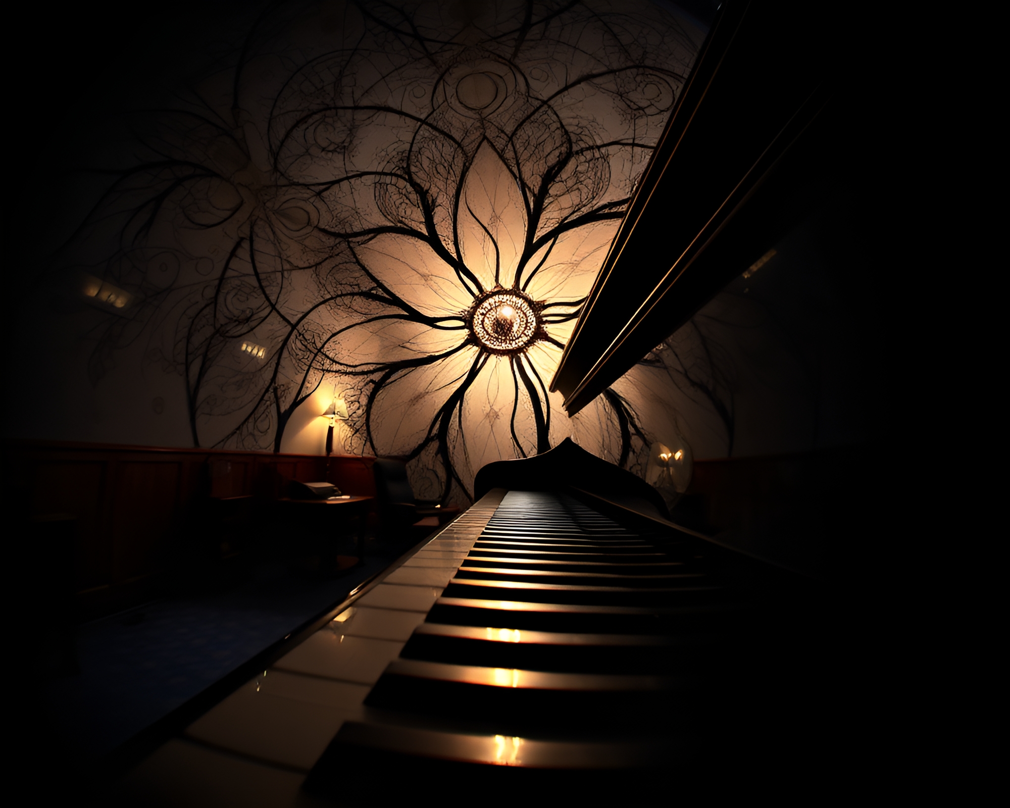 Ethereal Piano Symphony in Chiaroscuro – free AI stock image