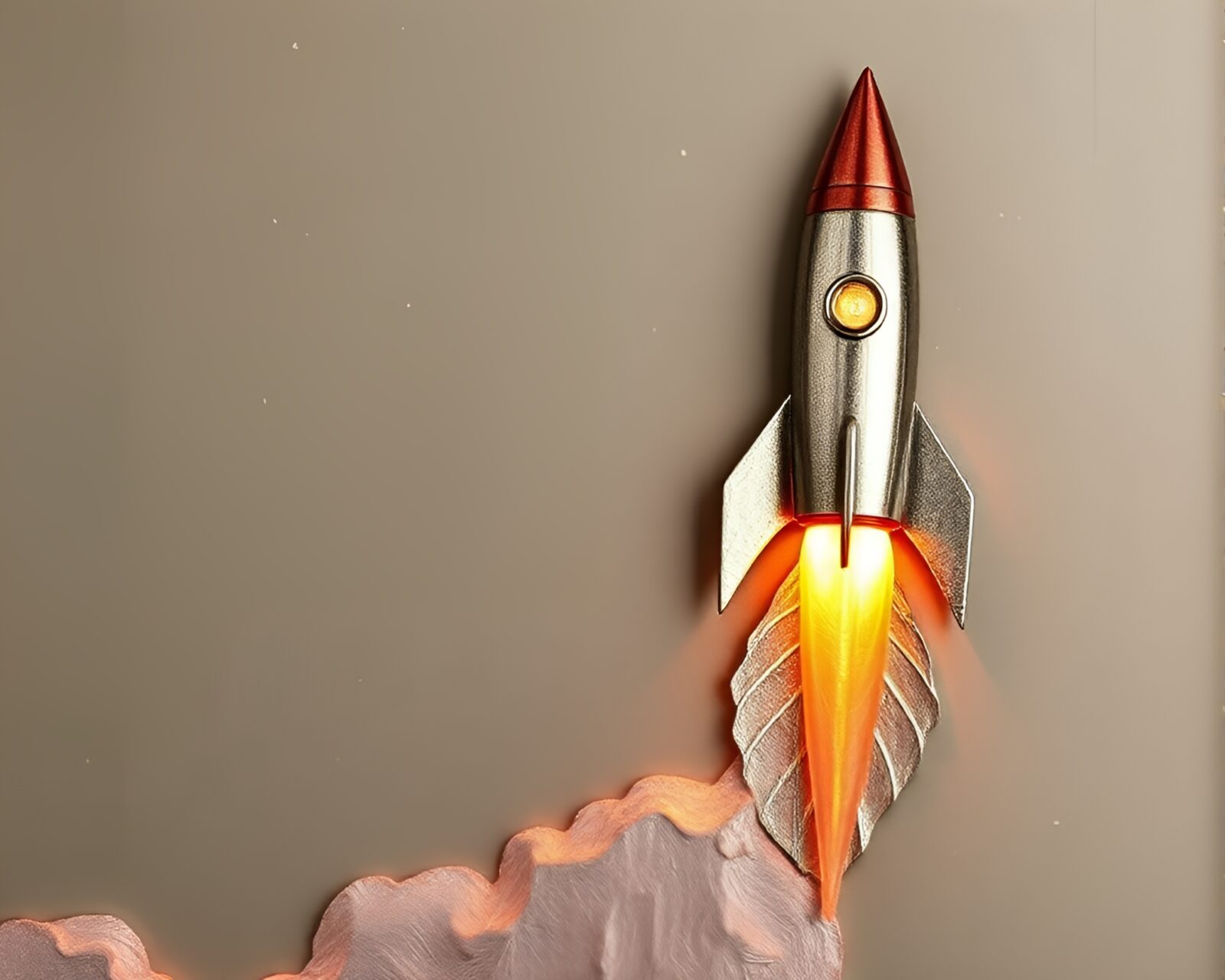 Écorché study of a rocket glowing with peachy light